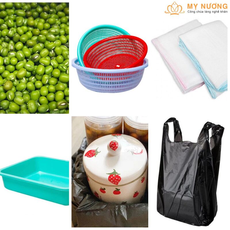 Nguyên liệu cần chuẩn bị để làm giá đỗ
