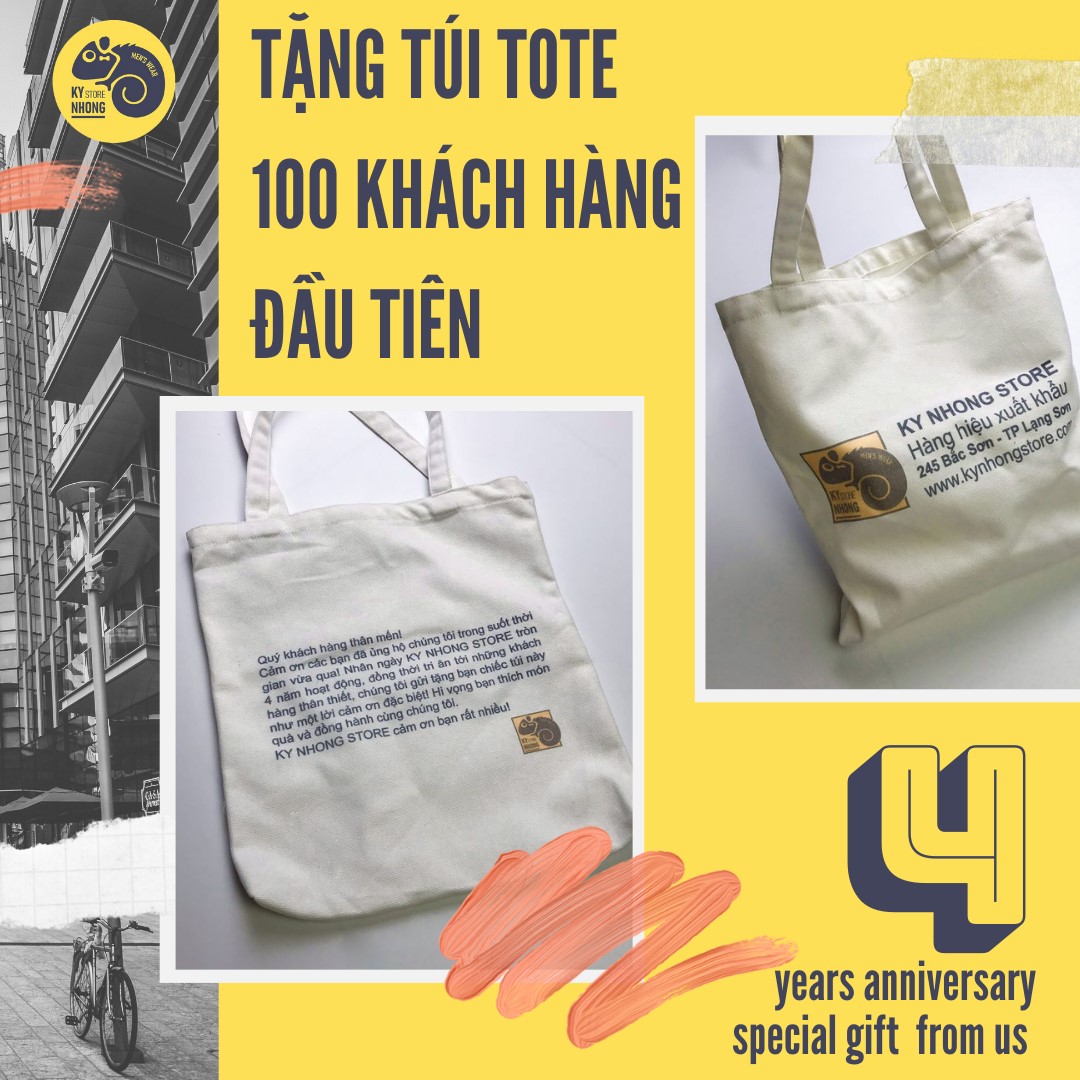 KỶ NIỆM 4 NĂM HOẠT ĐỘNG - TẶNG 100 TÚI TOTE KHI MUA TẠI CỬA HÀNG