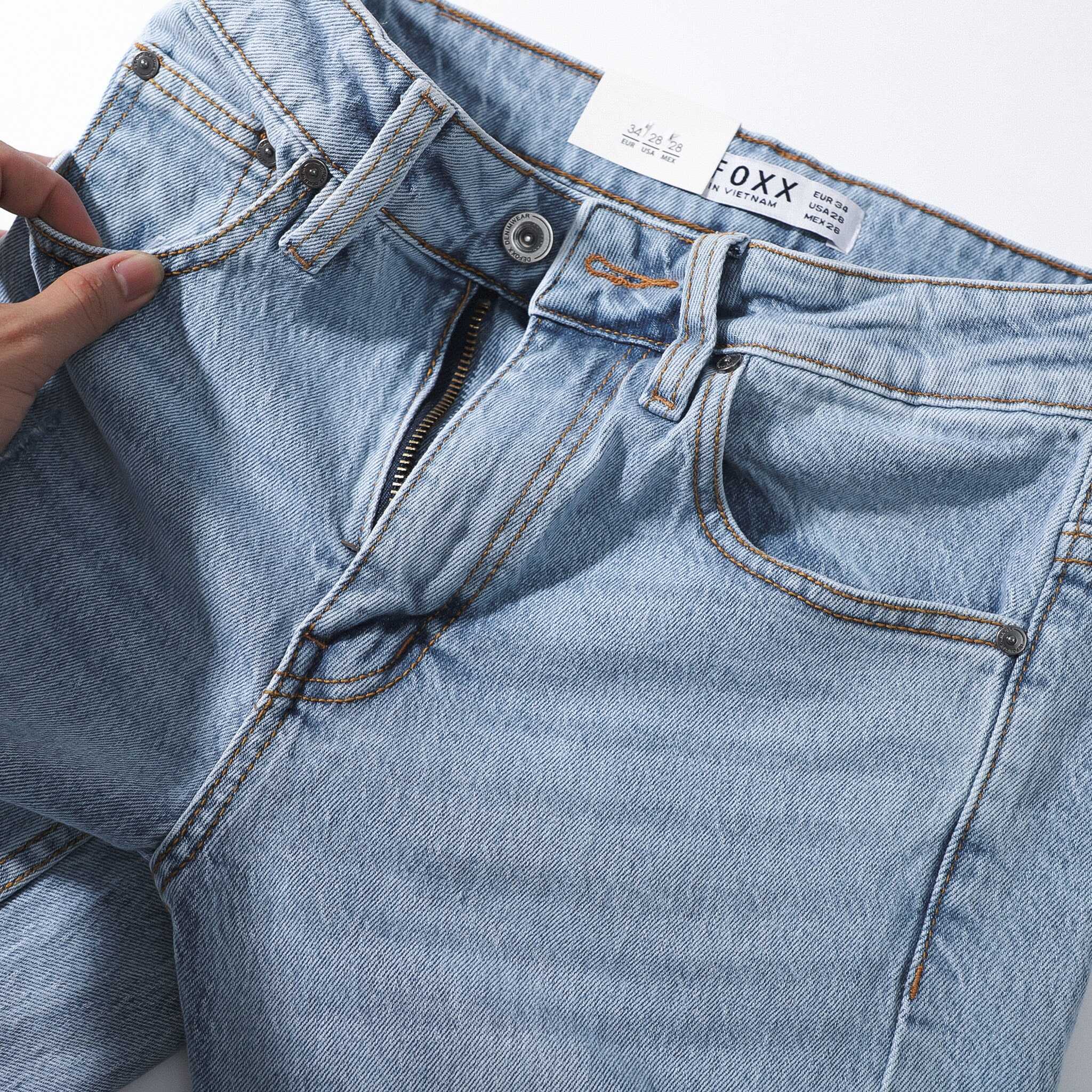 QUẦN JEANS DEFOXX XANH NHẠT RÁCH