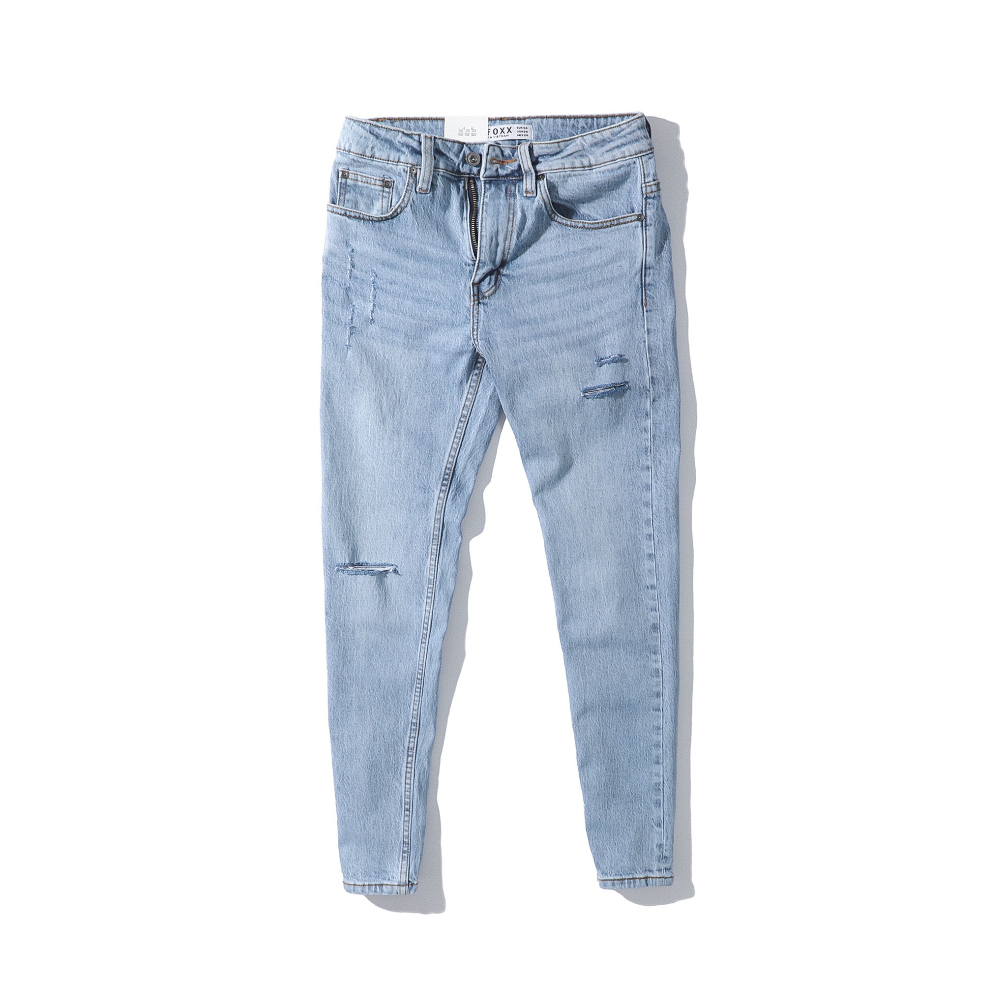QUẦN JEANS DEFOXX XANH NHẠT RÁCH