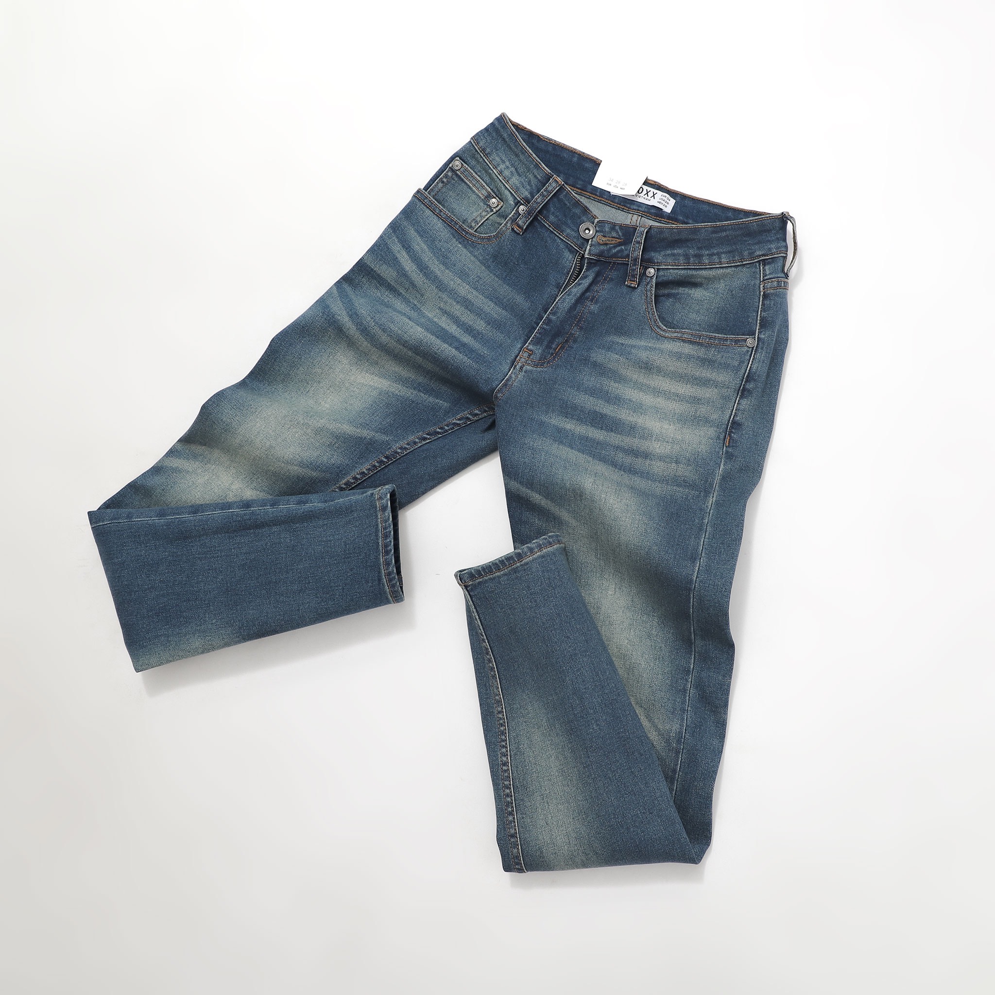 QUẦN JEANS XANH ĐẬM DƠ WASH