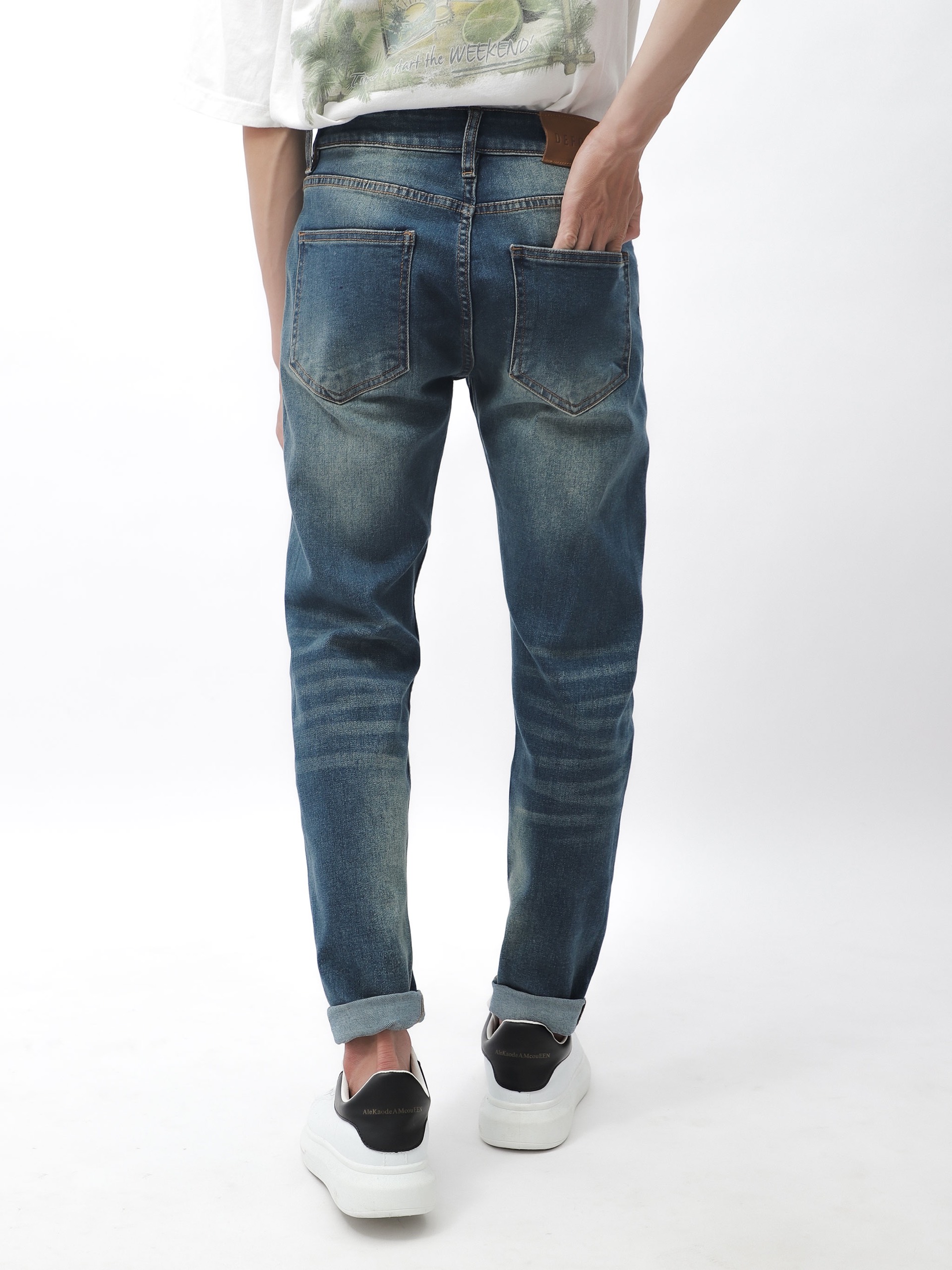 QUẦN JEANS XANH ĐẬM DƠ WASH