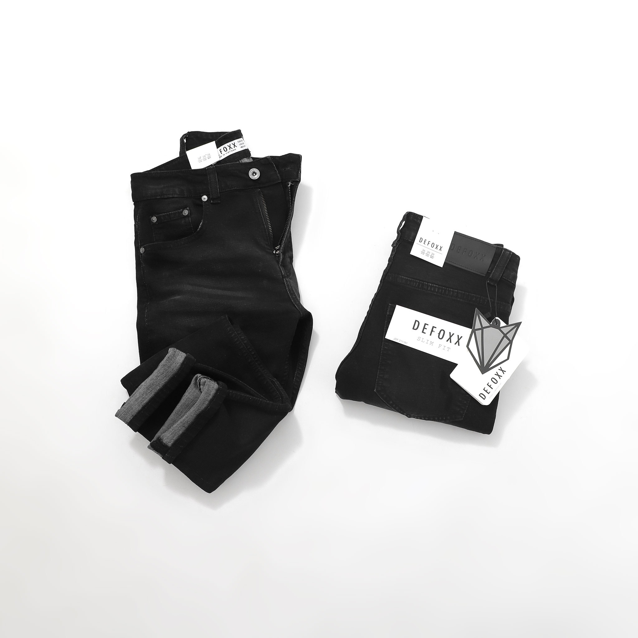 QUẦN JEANS DEFOXX XÁM ĐEN RÁCH