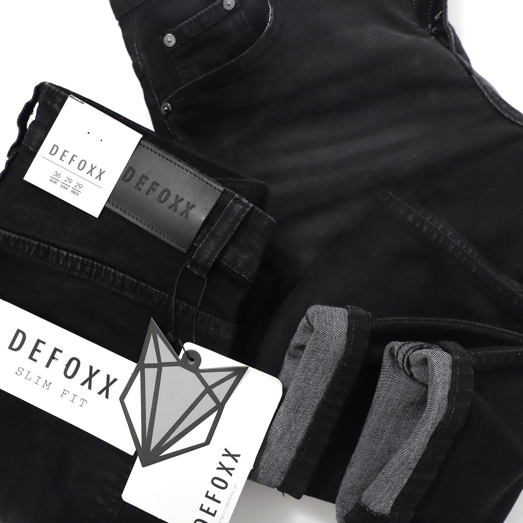 QUẦN JEANS DEFOXX XÁM ĐEN RÁCH