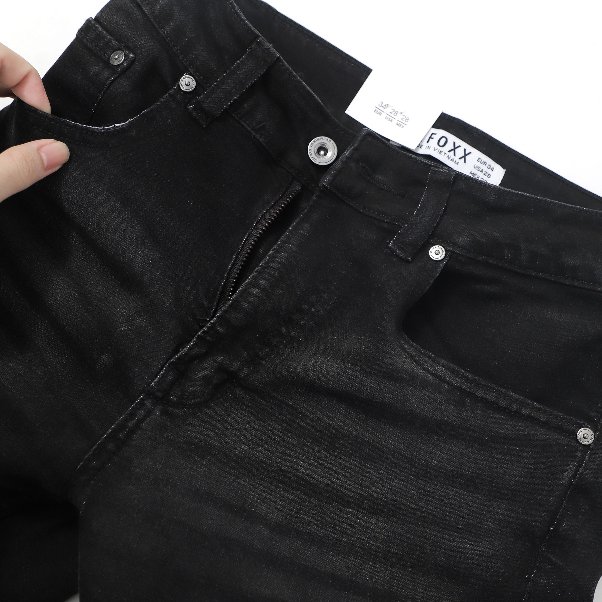 QUẦN JEANS DEFOXX XÁM ĐEN RÁCH