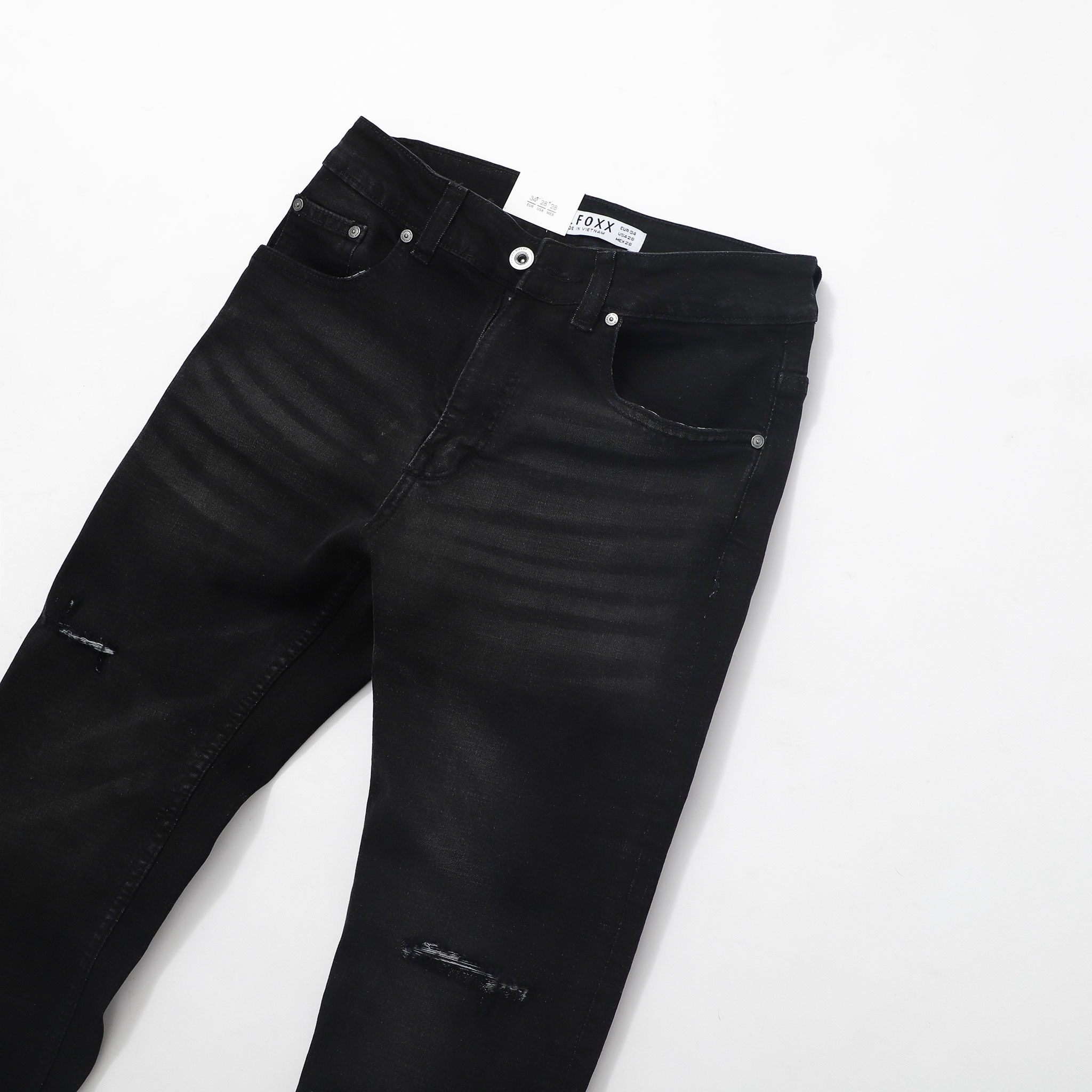 QUẦN JEANS DEFOXX XÁM ĐEN RÁCH