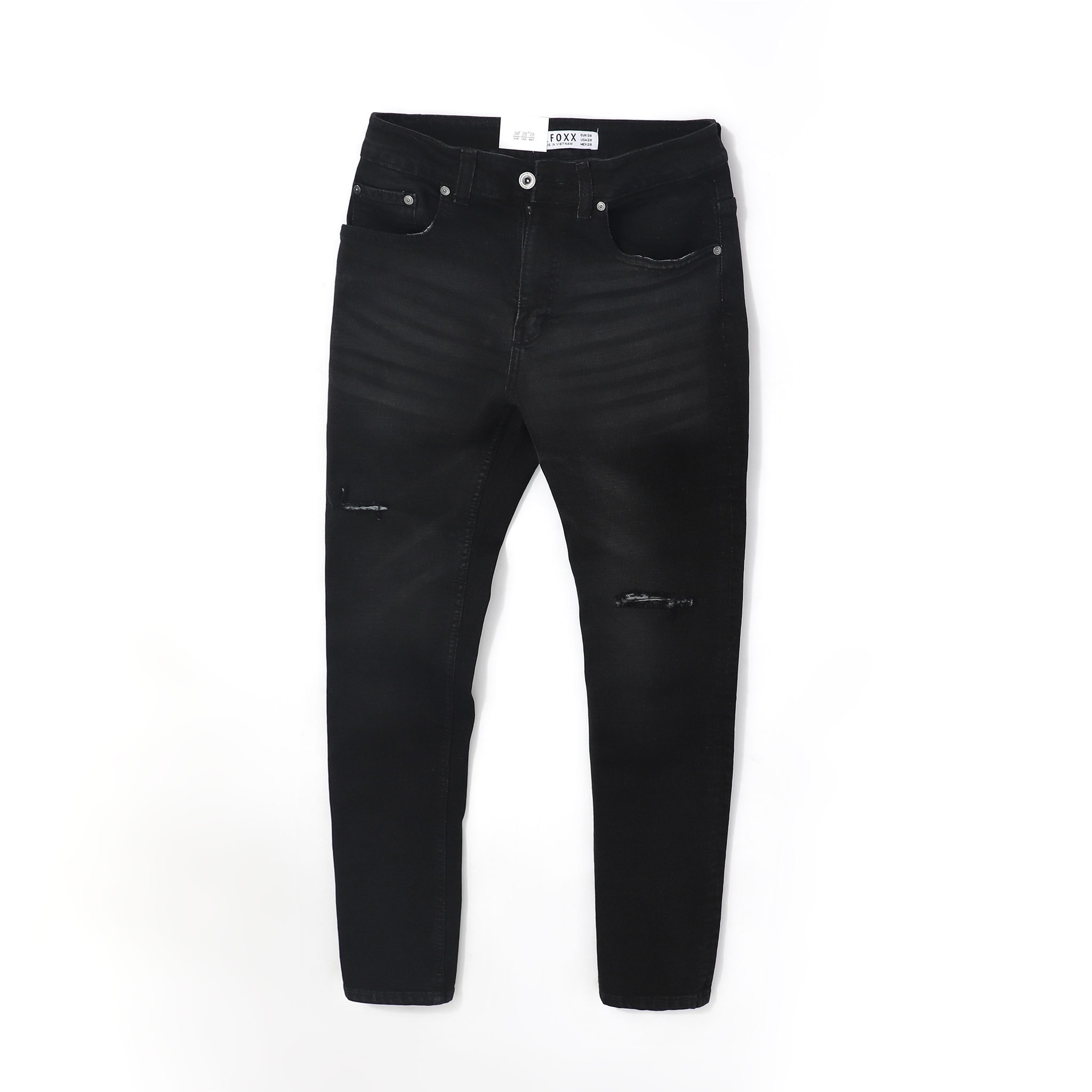 QUẦN JEANS DEFOXX XÁM ĐEN RÁCH