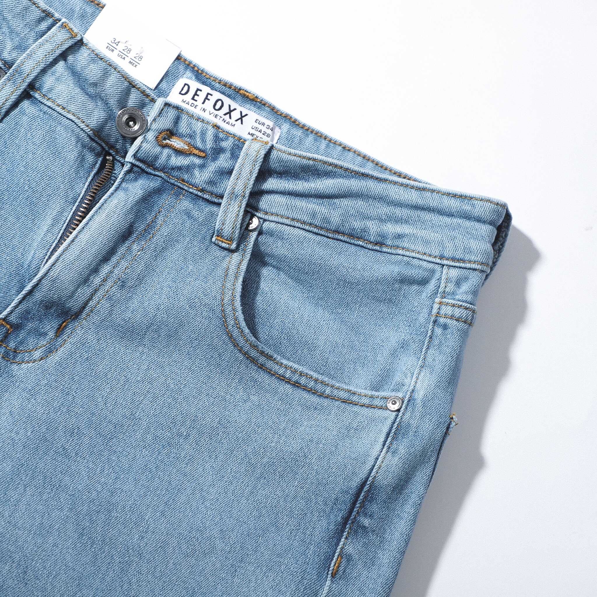 QUẦN JEANS DEFOXX XANH TRƠN