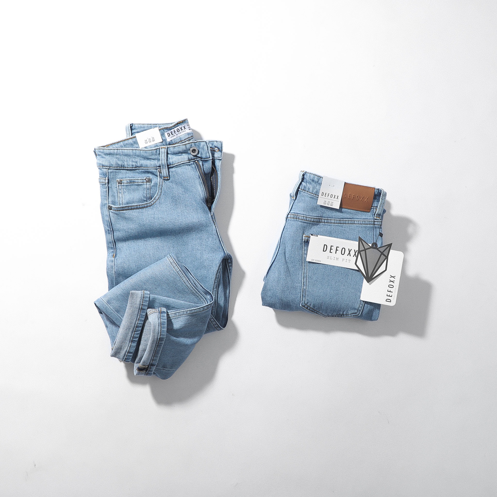 QUẦN JEANS DEFOXX XANH TRƠN
