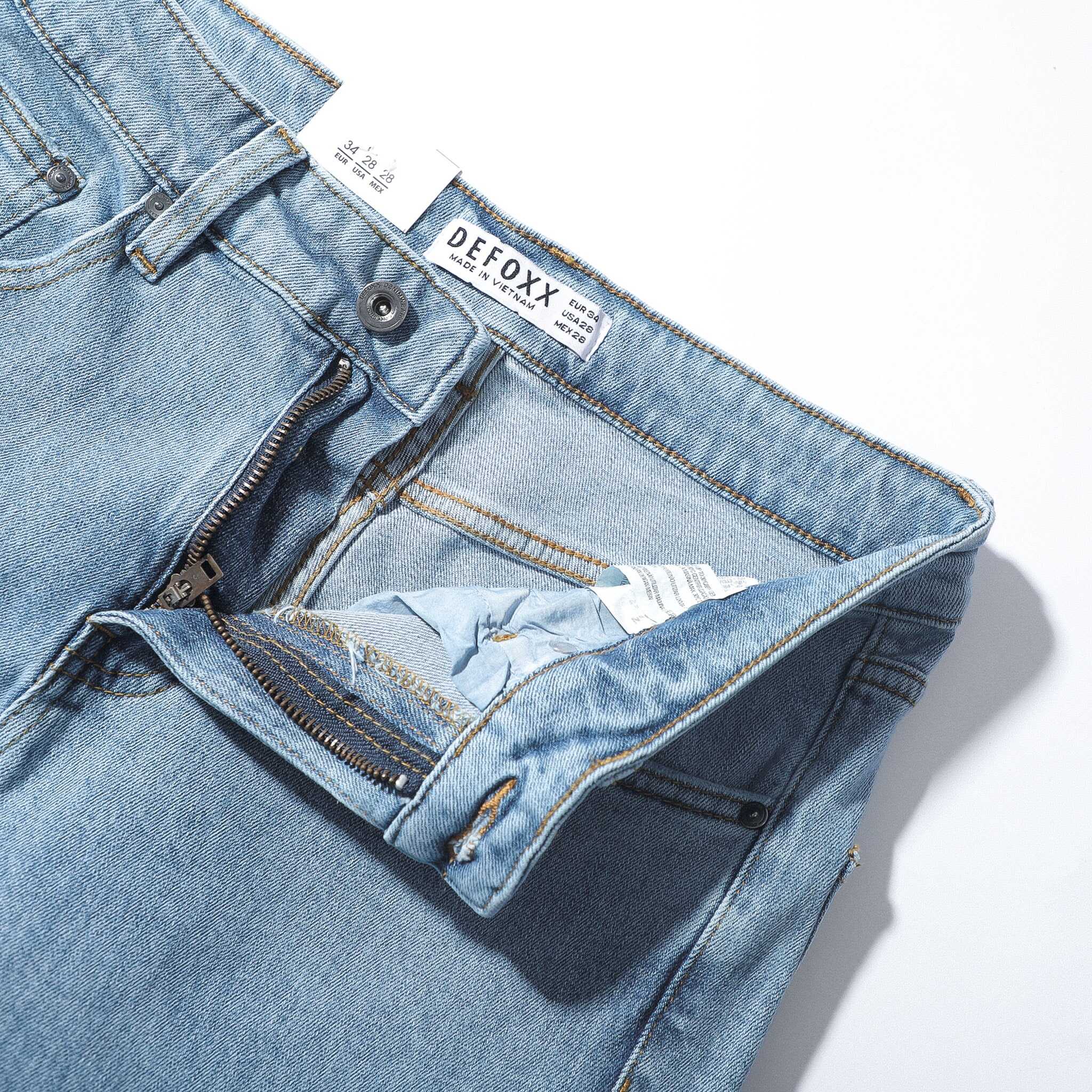 QUẦN JEANS DEFOXX XANH TRƠN