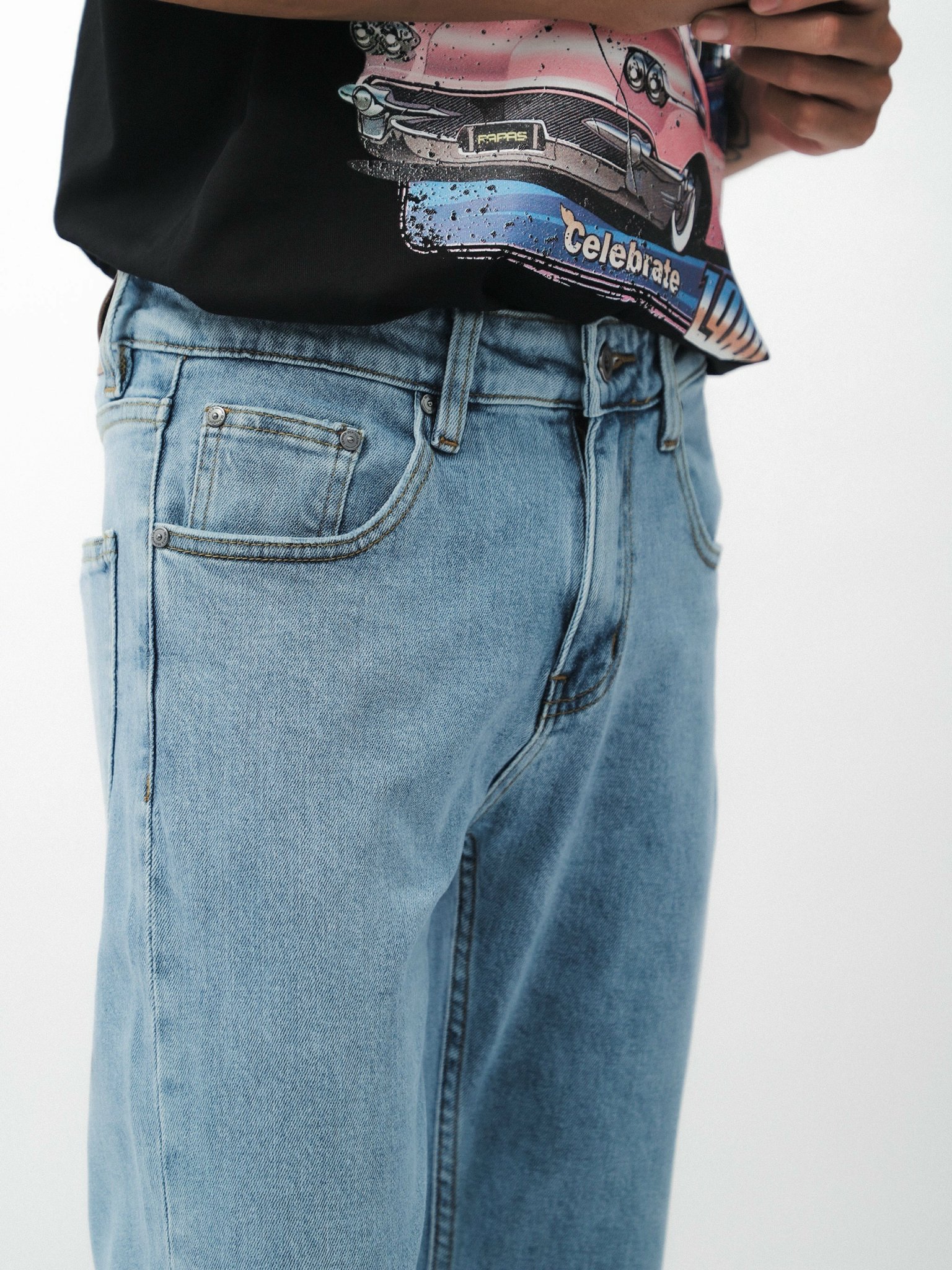 QUẦN JEANS DEFOXX XANH TRƠN