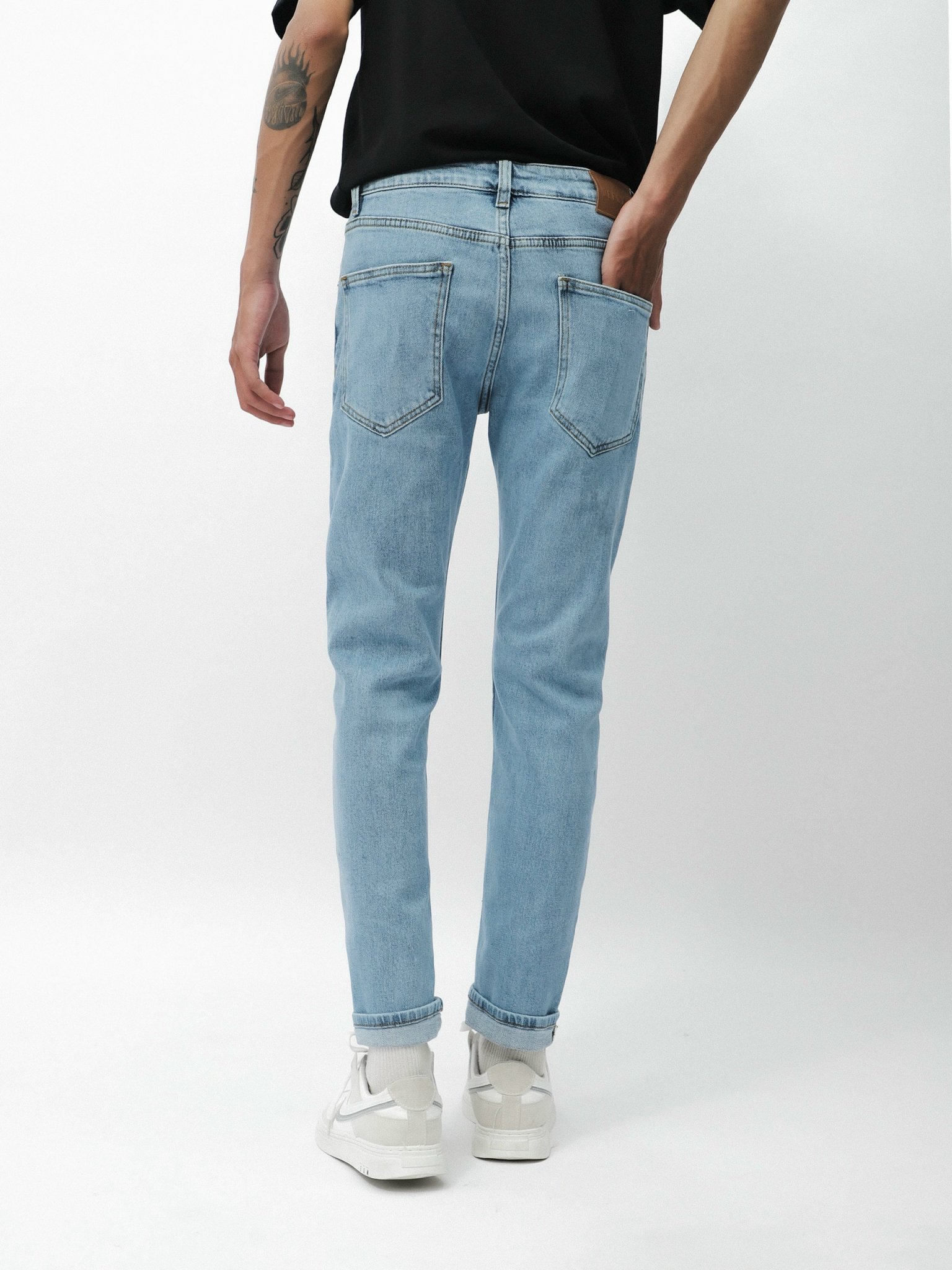 QUẦN JEANS DEFOXX XANH TRƠN
