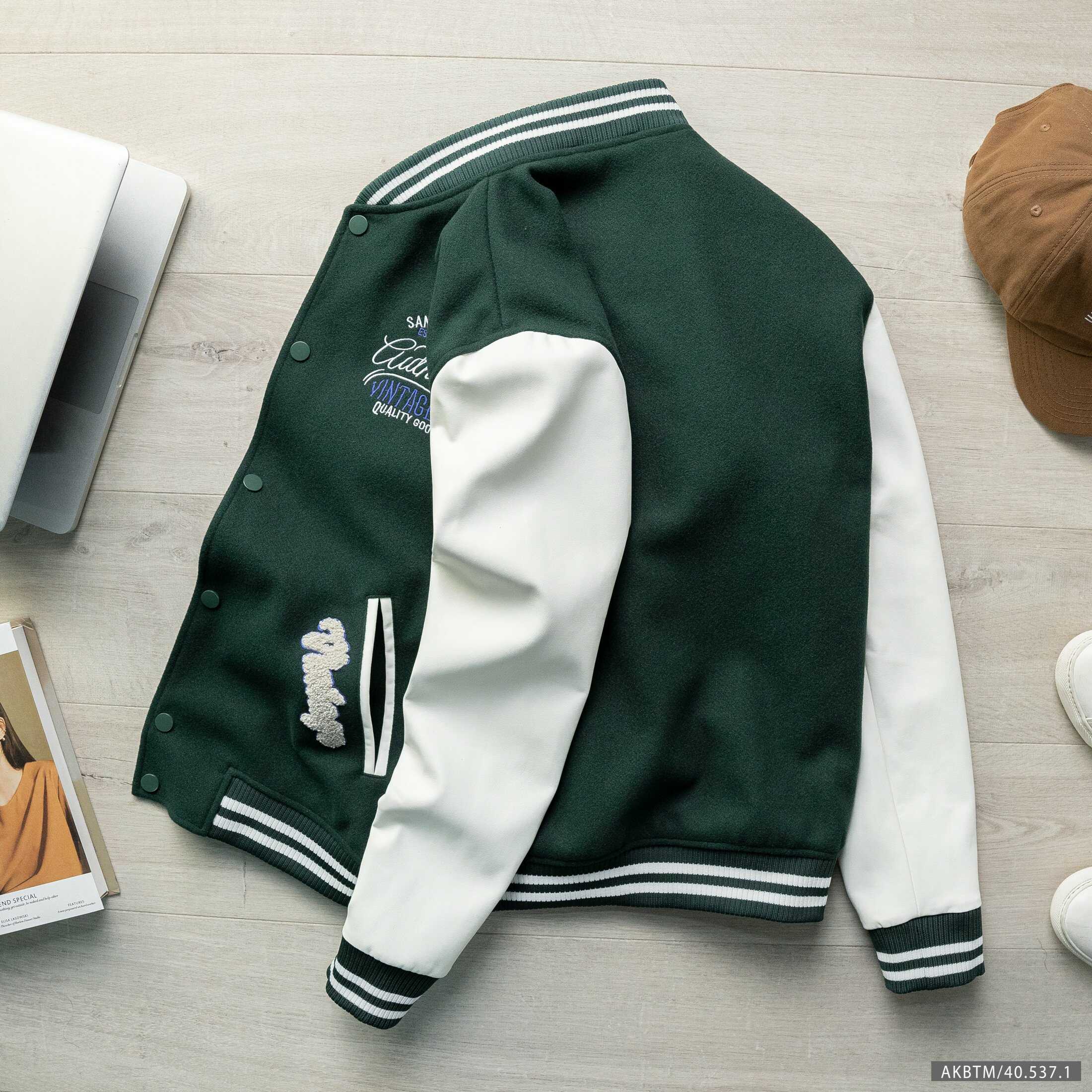 ÁO KHOÁC BOMBER VARSITY BTM TAY DA