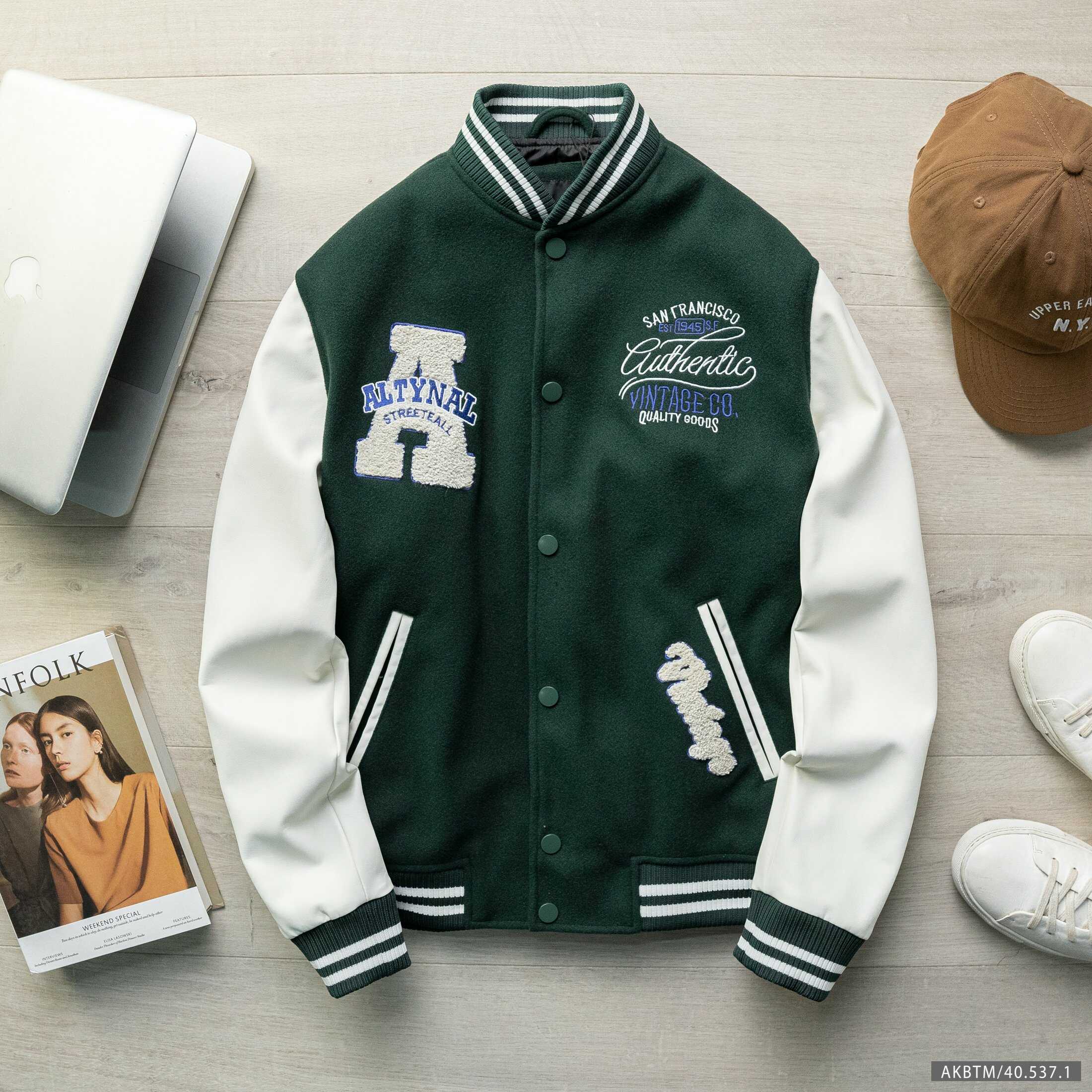 ÁO KHOÁC BOMBER VARSITY BTM TAY DA