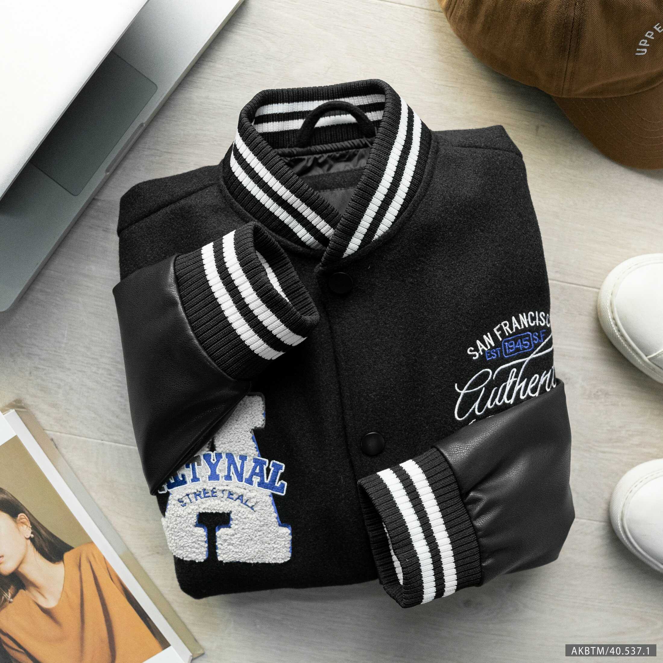 ÁO KHOÁC BOMBER VARSITY BTM TAY DA