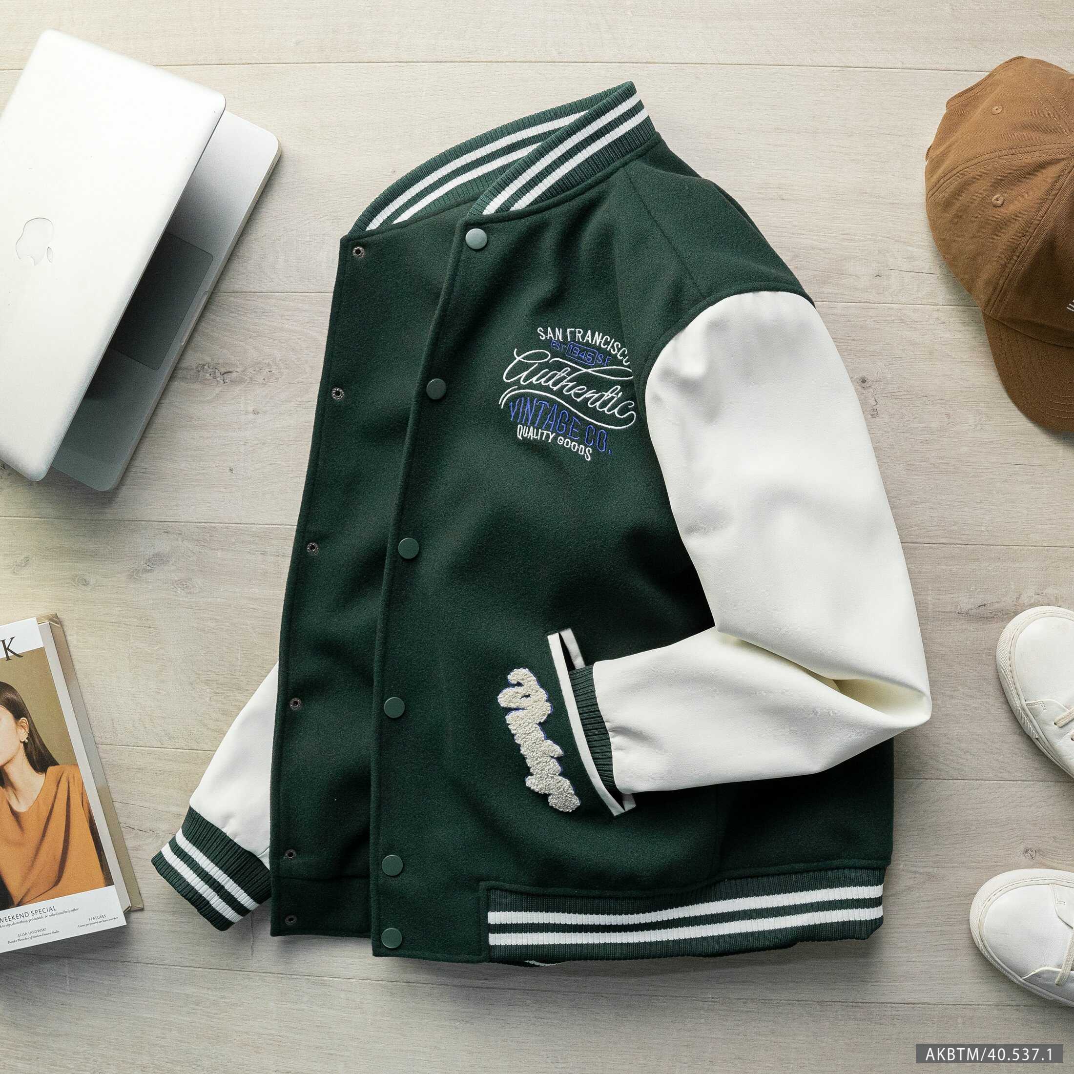 ÁO KHOÁC BOMBER VARSITY BTM TAY DA