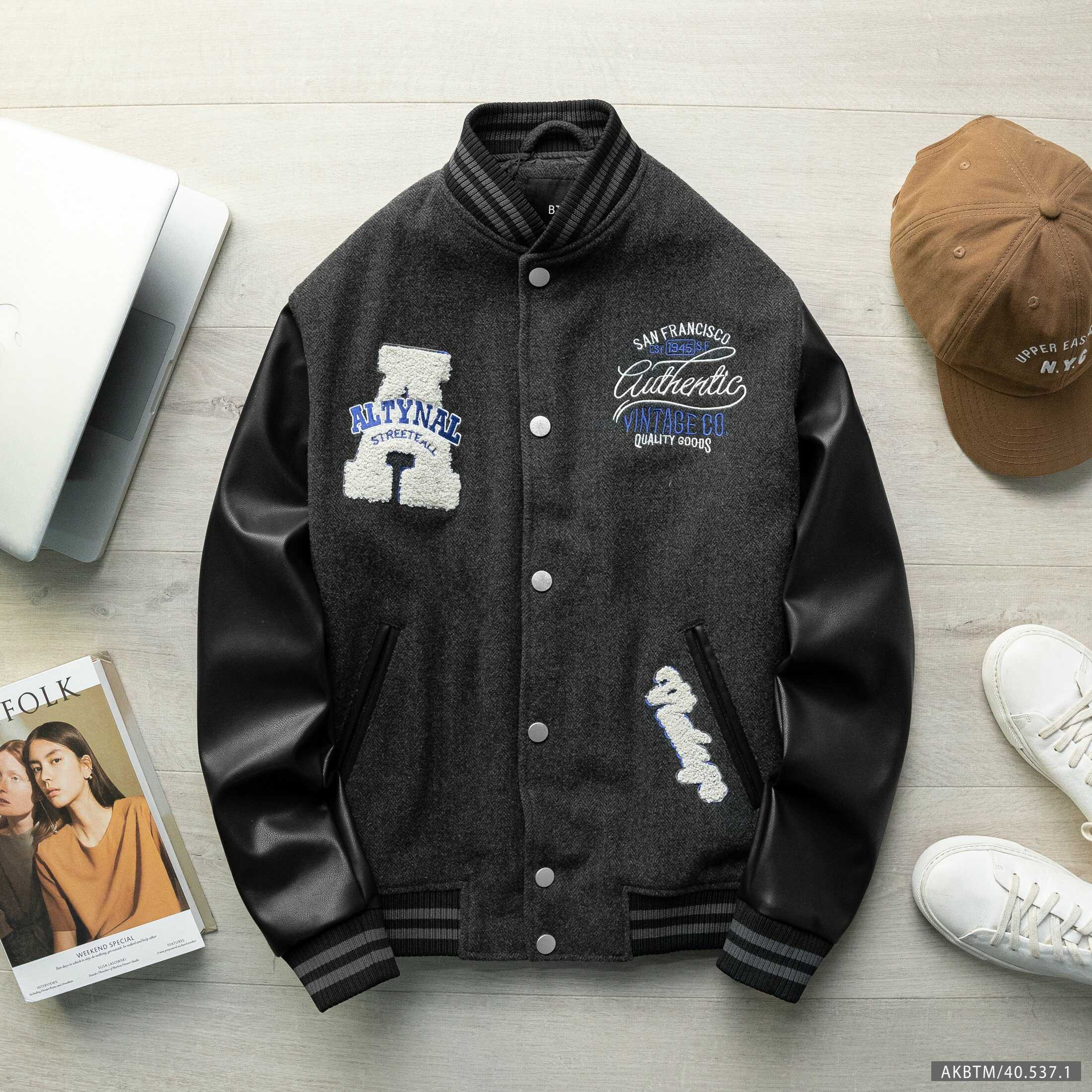 ÁO KHOÁC BOMBER VARSITY BTM TAY DA