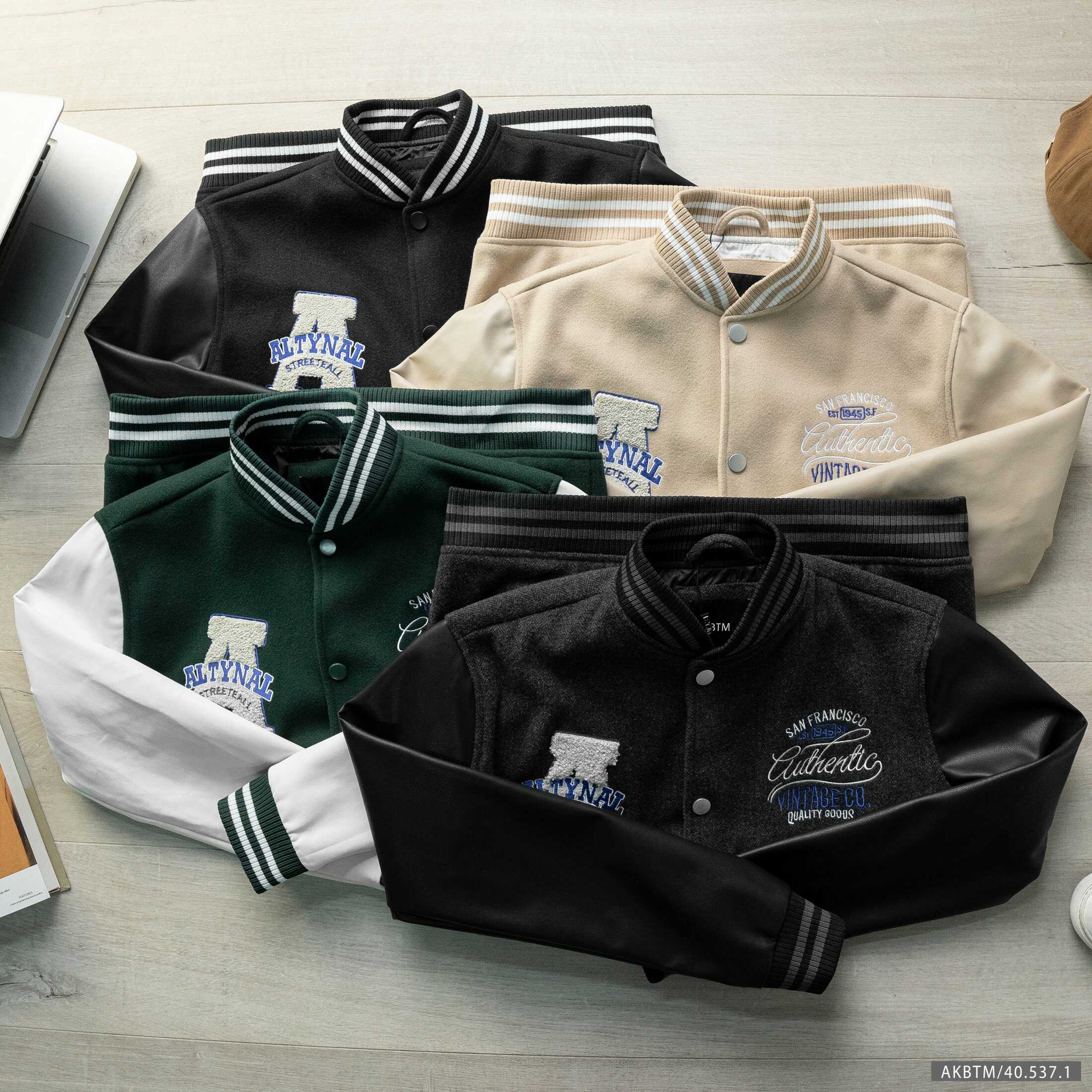 ÁO KHOÁC BOMBER VARSITY BTM TAY DA