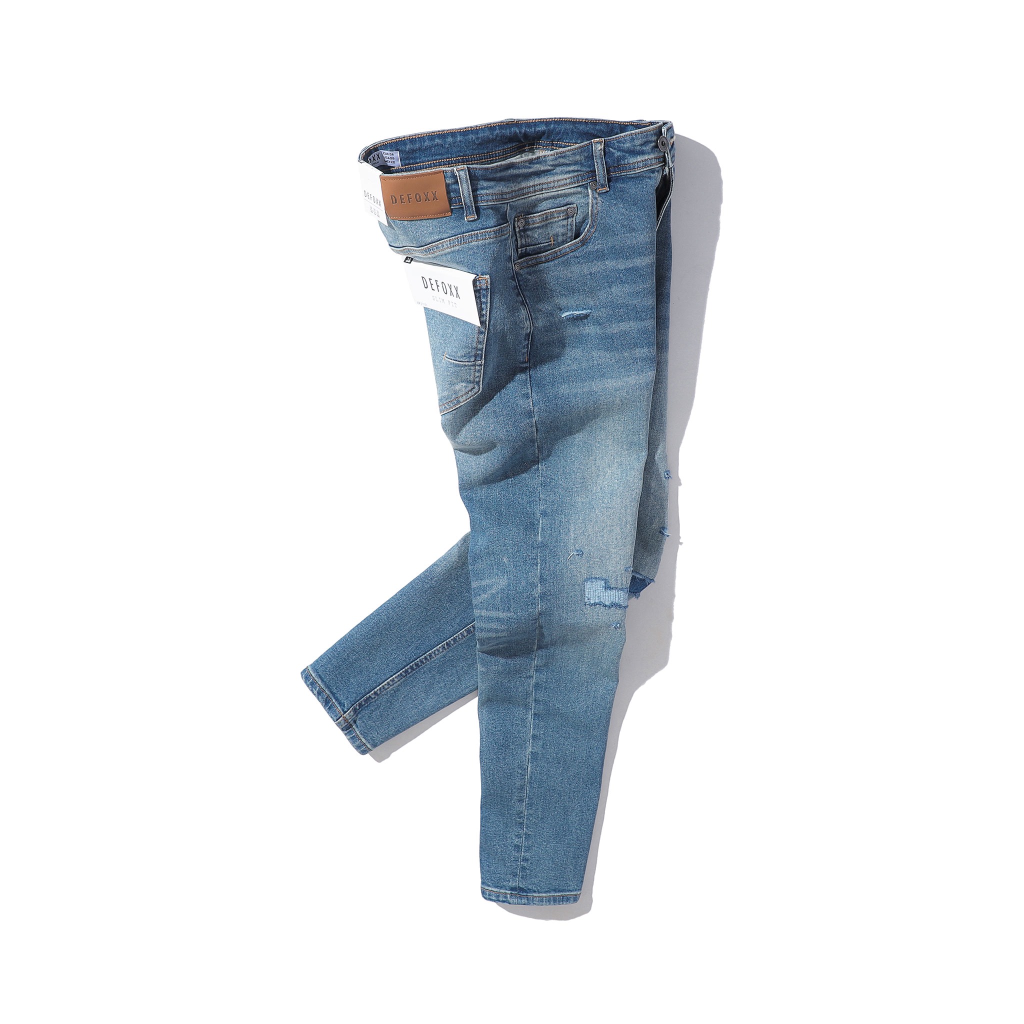 QUẦN JEANS XANH WASH ÉP VÁ ZICZAC