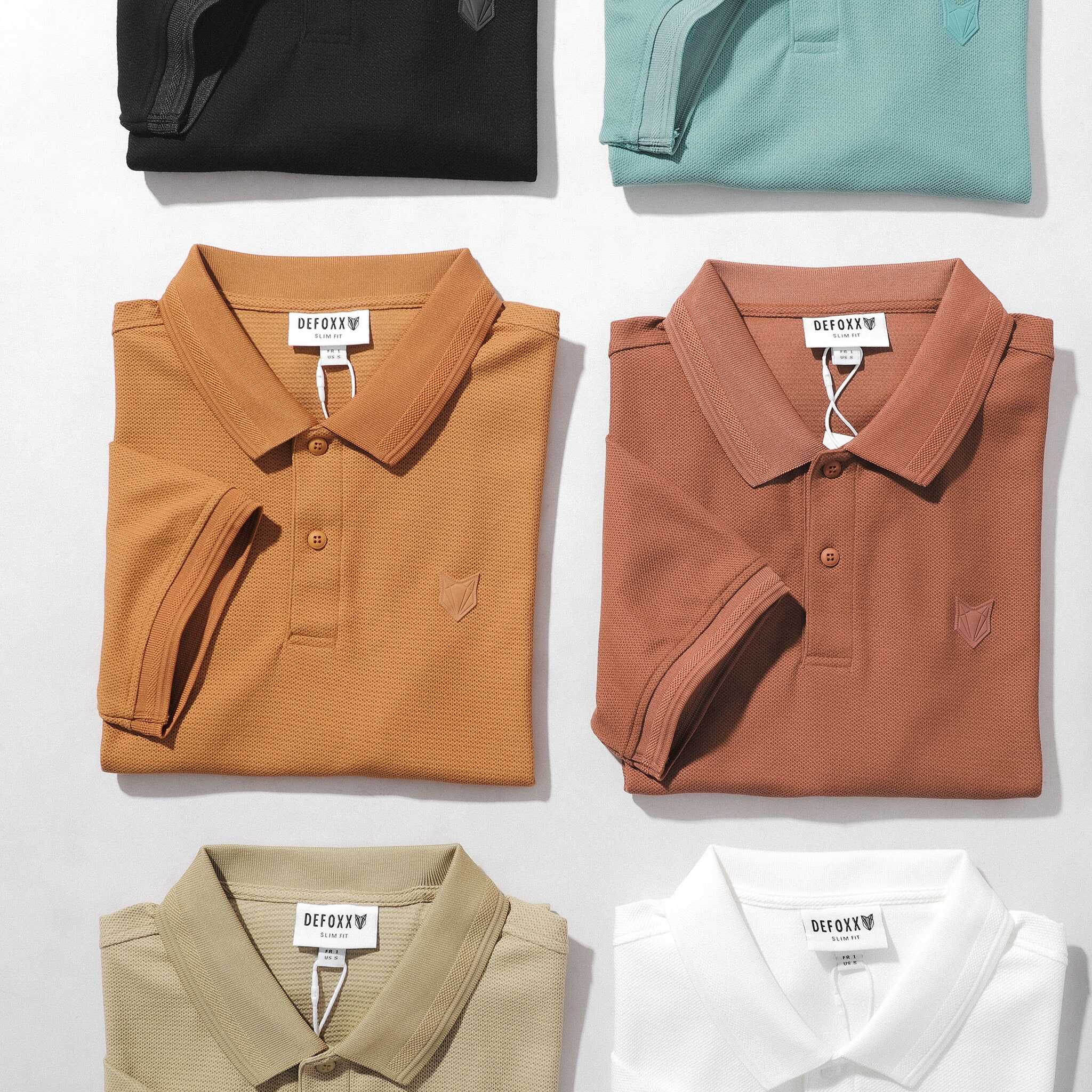 ÁO POLO DEFOXX CỔ DỆT LOGO ĐÚC