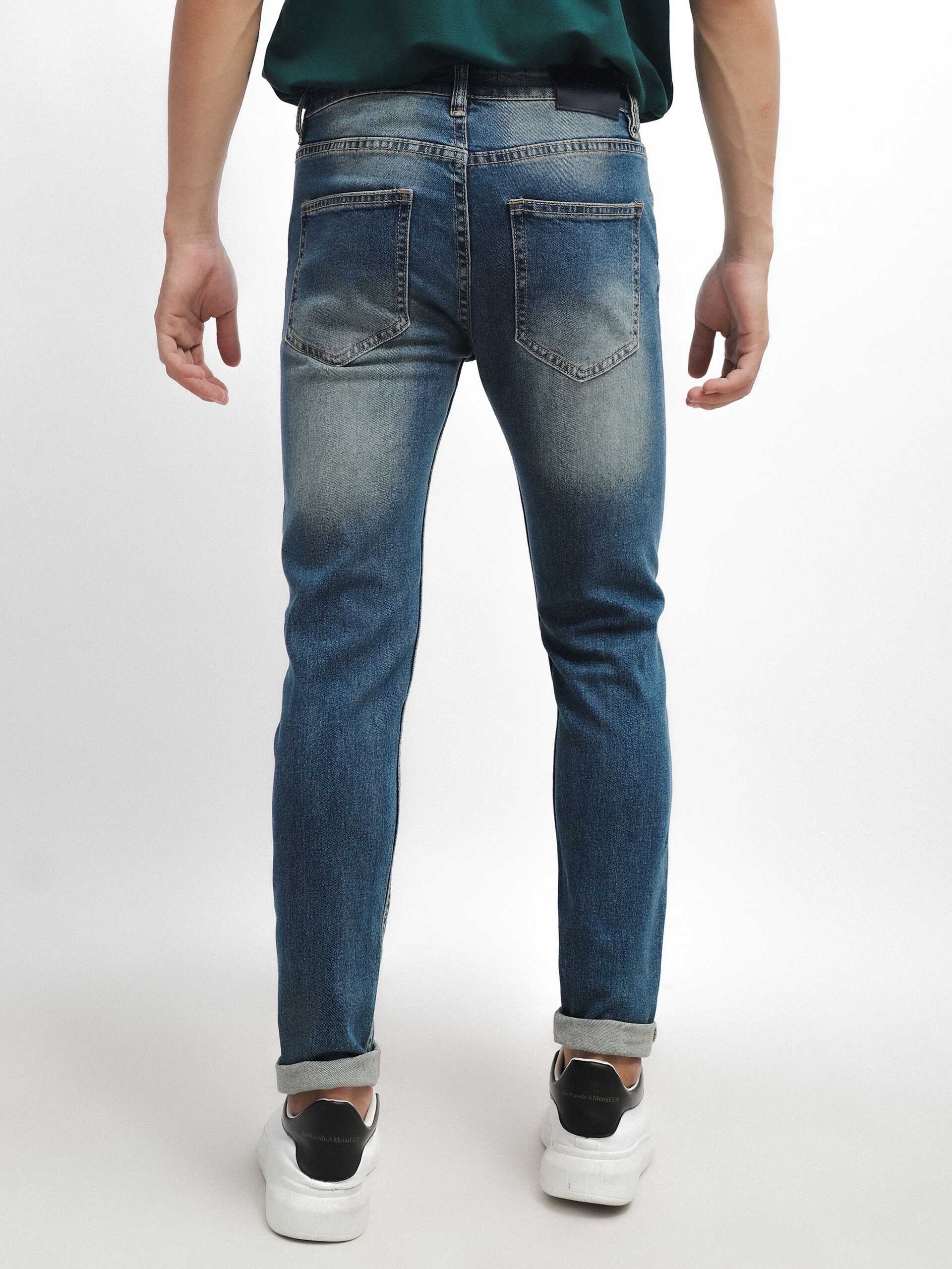 QUẦN JEANS DEFOXX XANH DƠ WASH RÁCH