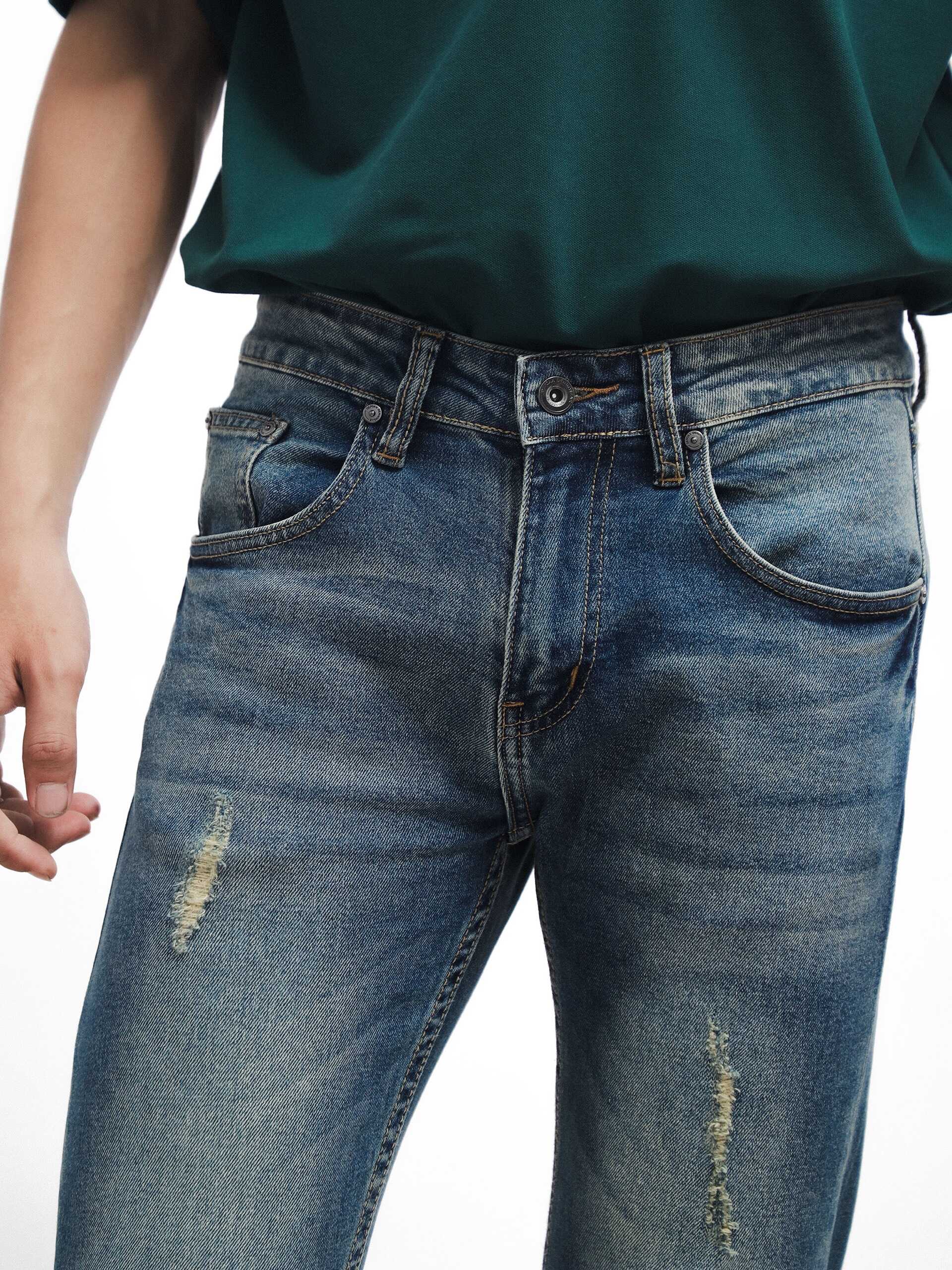 QUẦN JEANS DEFOXX XANH DƠ WASH RÁCH
