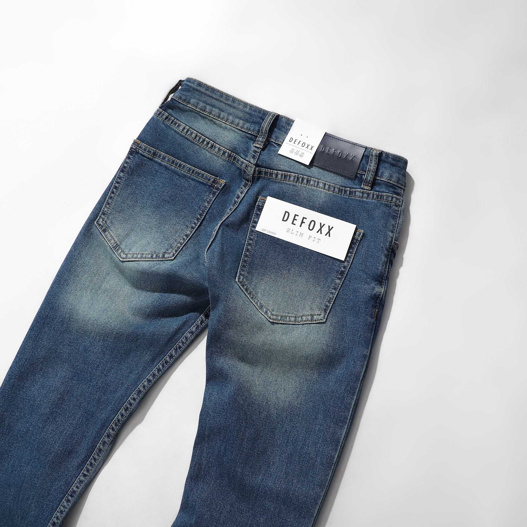 QUẦN JEANS DEFOXX XANH DƠ WASH RÁCH