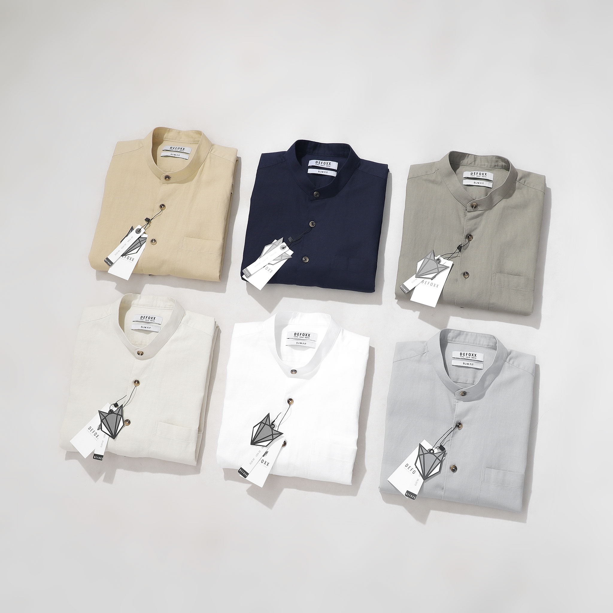 ÁO SM CỔ TRỤ DEFOXX LINEN COTTON