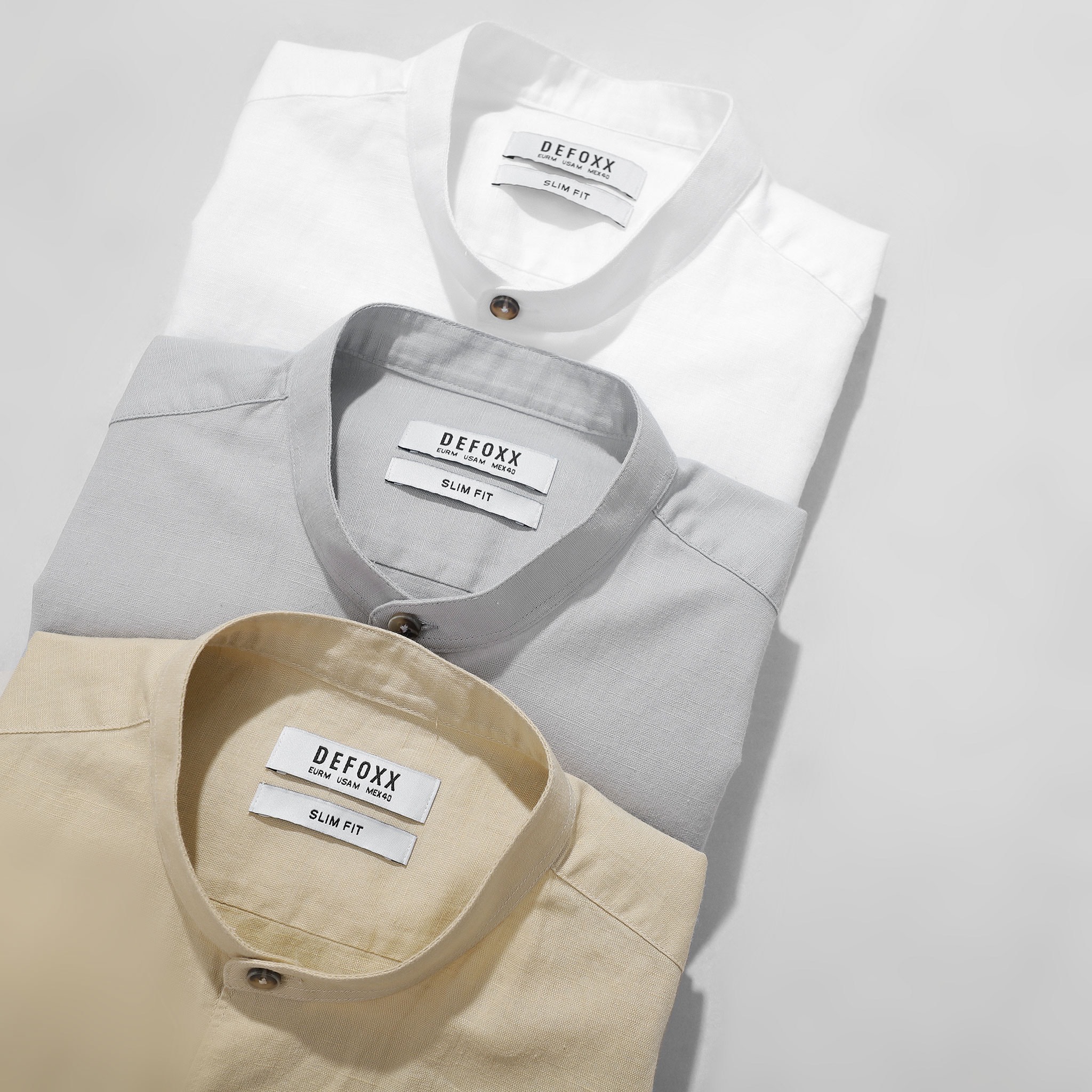 ÁO SM CỔ TRỤ DEFOXX LINEN COTTON