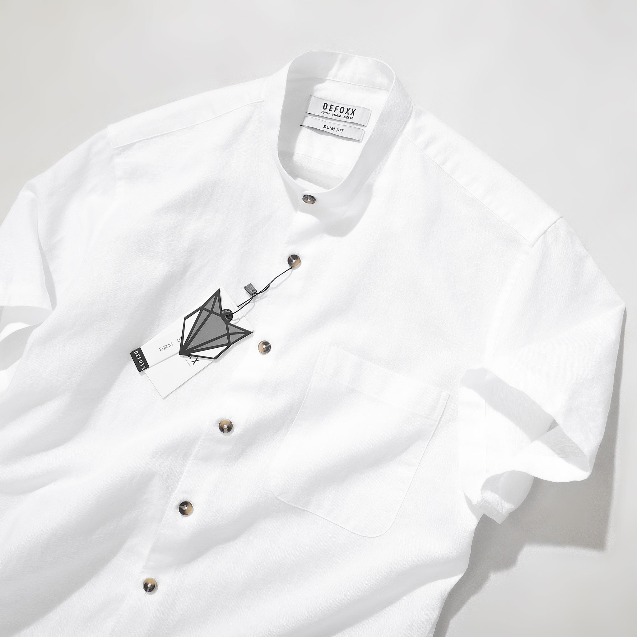 ÁO SM CỔ TRỤ DEFOXX LINEN COTTON