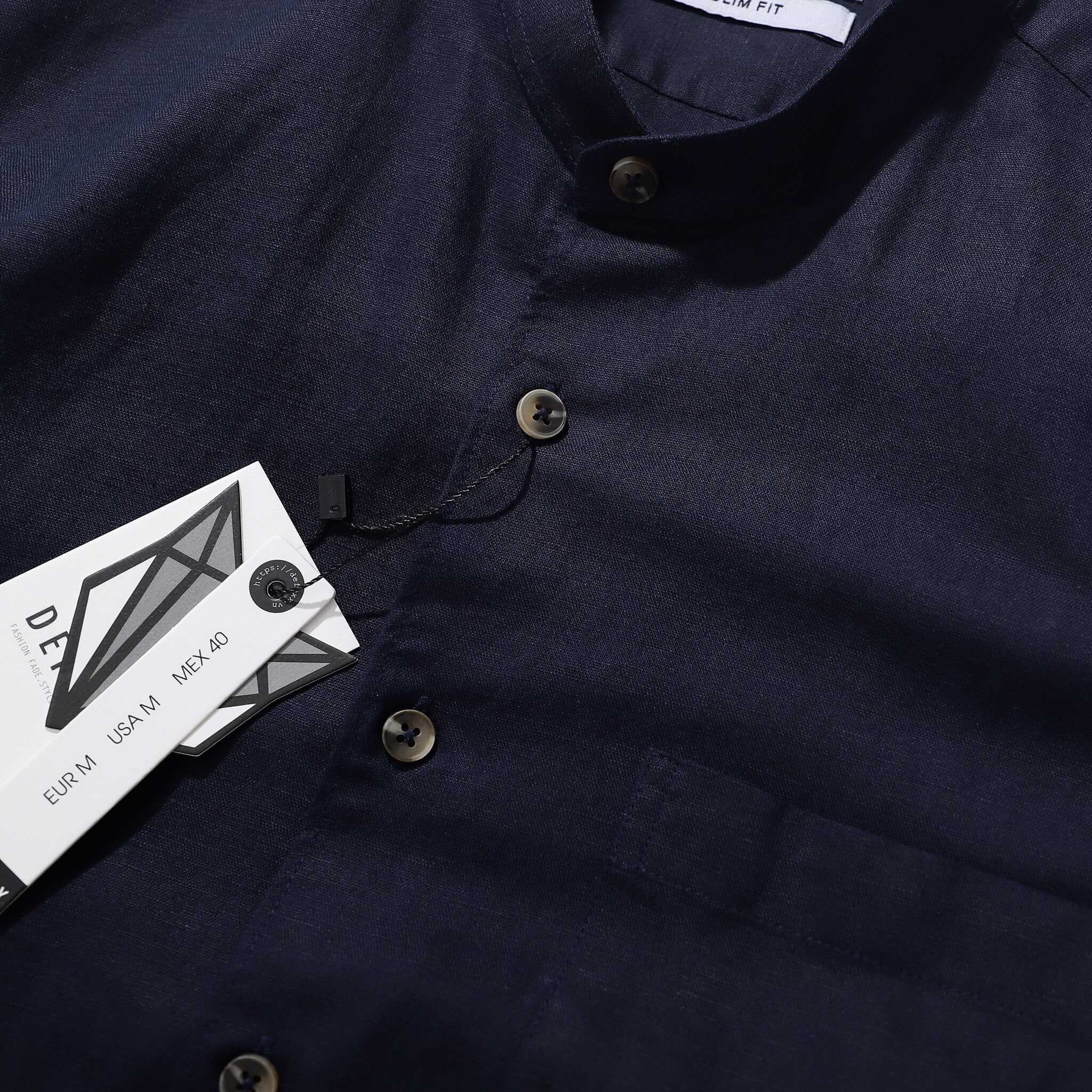 ÁO SM CỔ TRỤ DEFOXX LINEN COTTON