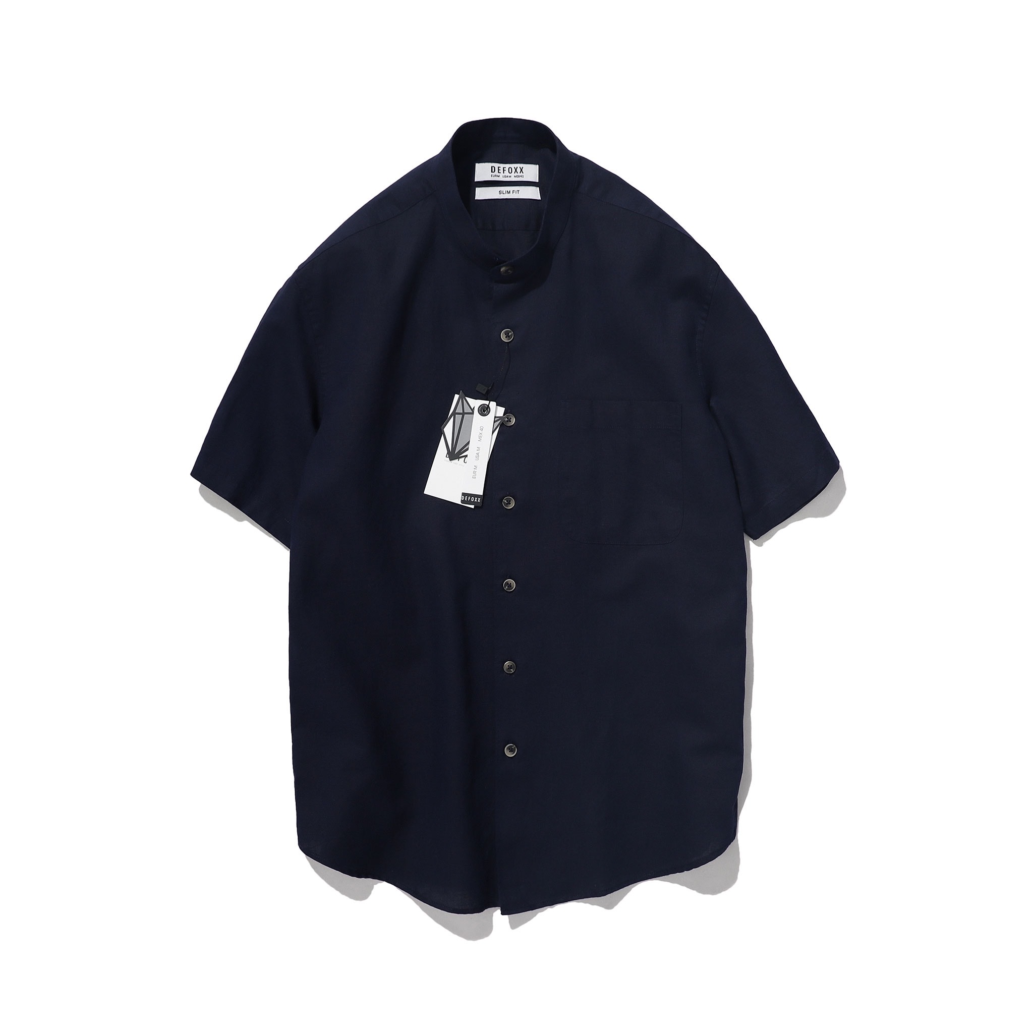 ÁO SM CỔ TRỤ DEFOXX LINEN COTTON