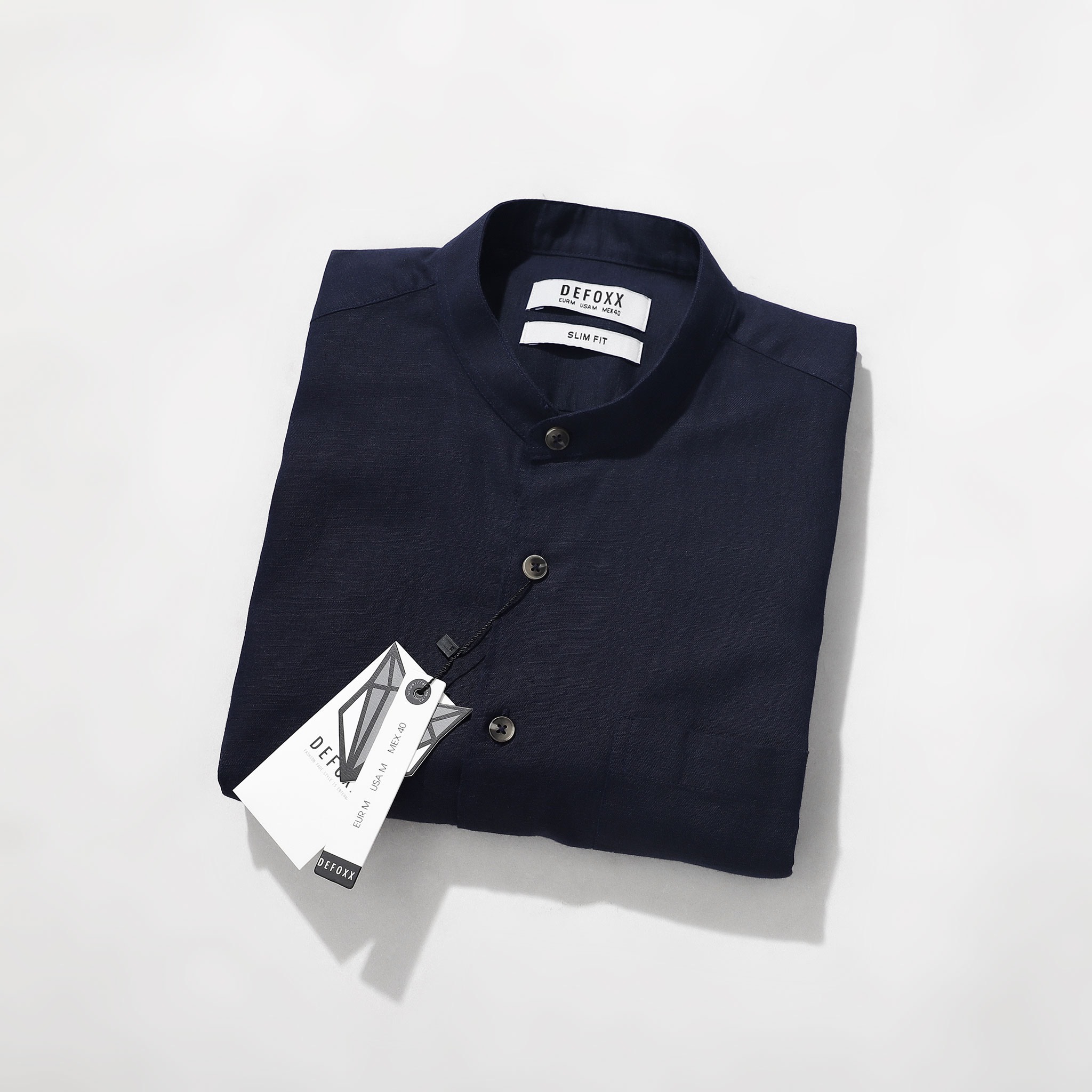 ÁO SM CỔ TRỤ DEFOXX LINEN COTTON