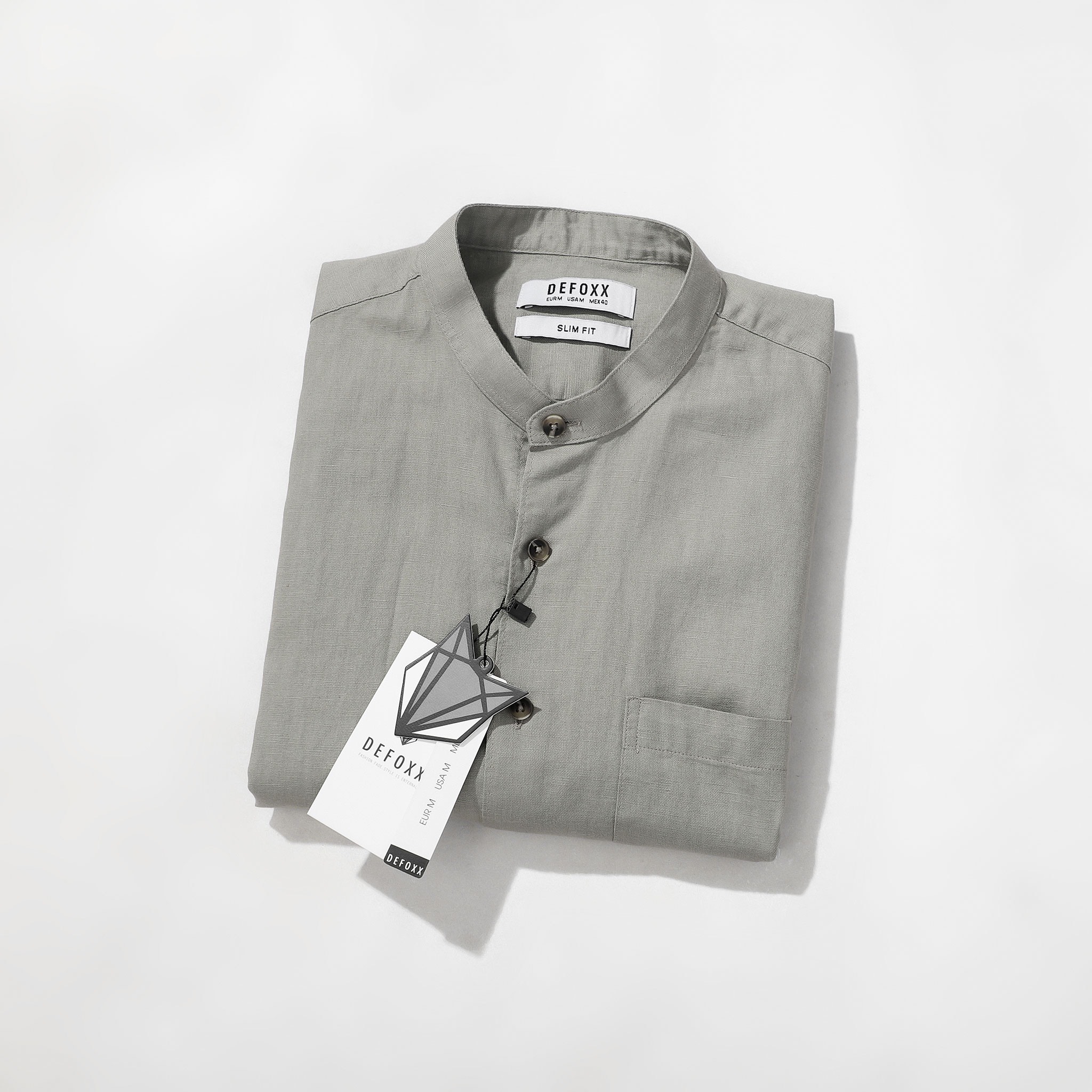 ÁO SM CỔ TRỤ DEFOXX LINEN COTTON