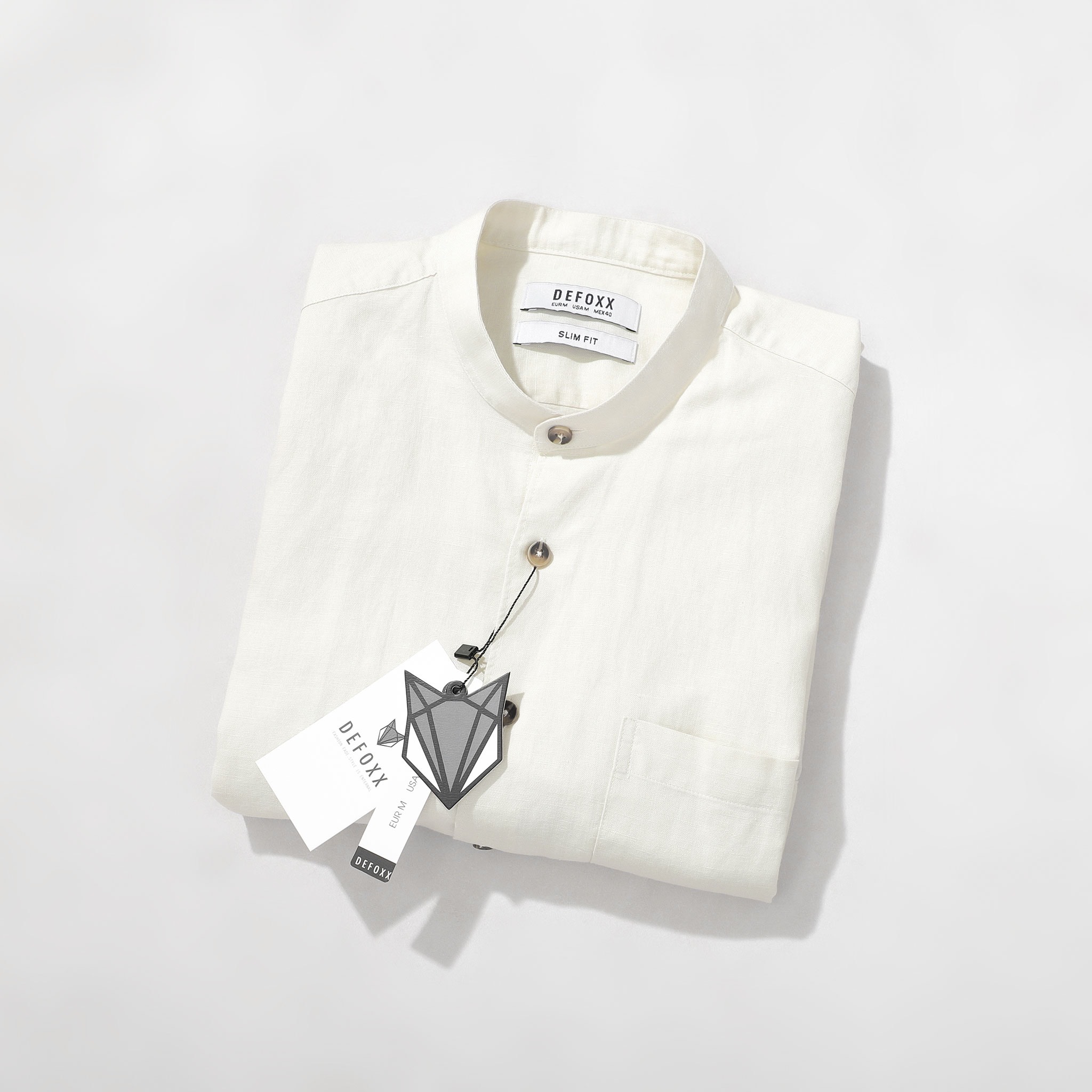 ÁO SM CỔ TRỤ DEFOXX LINEN COTTON