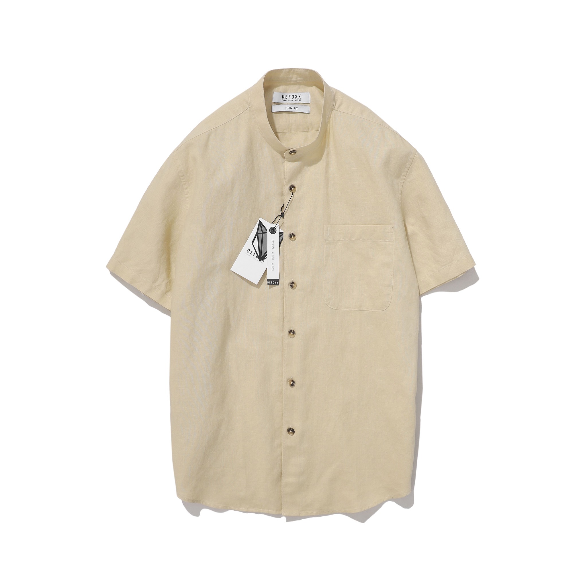 ÁO SM CỔ TRỤ DEFOXX LINEN COTTON