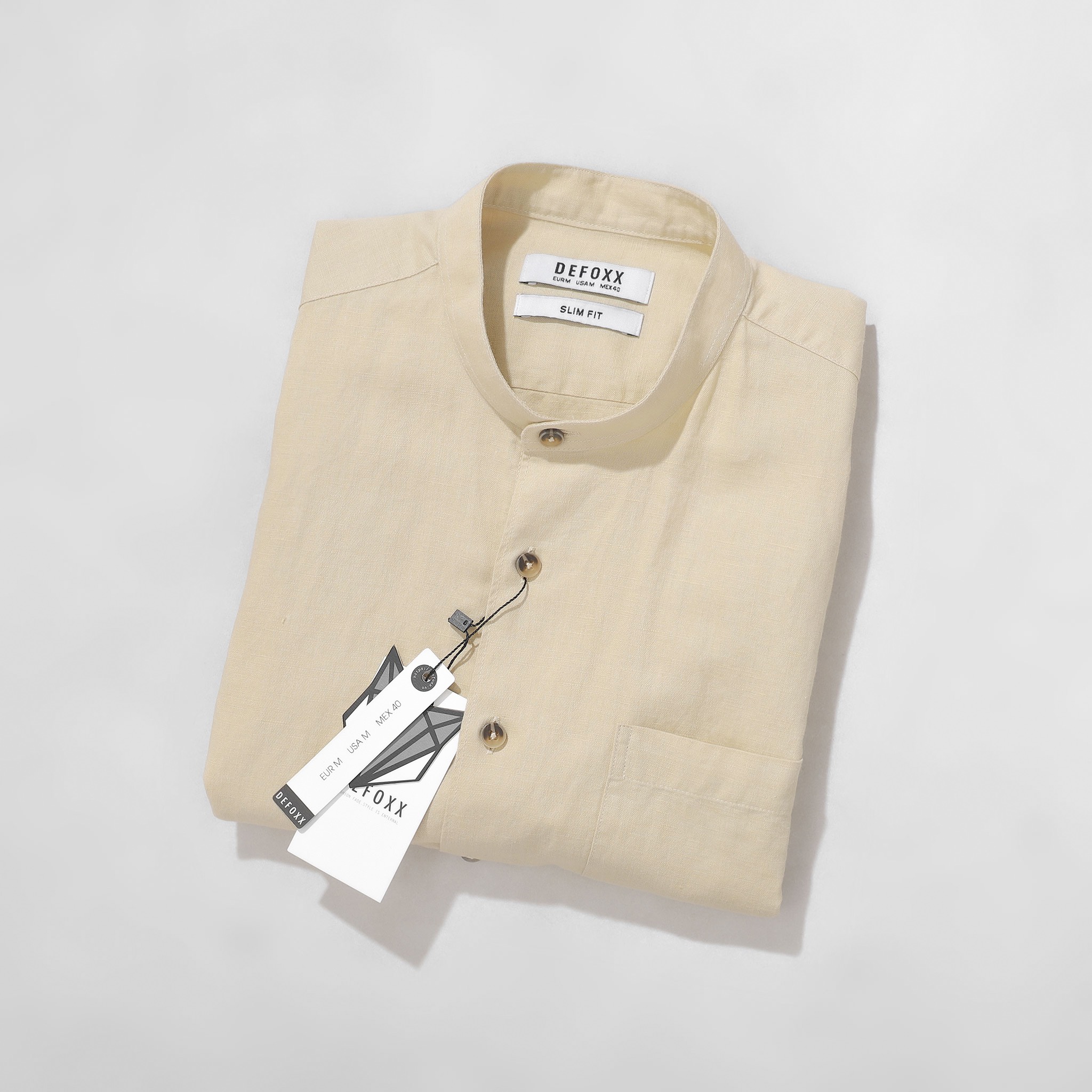 ÁO SM CỔ TRỤ DEFOXX LINEN COTTON