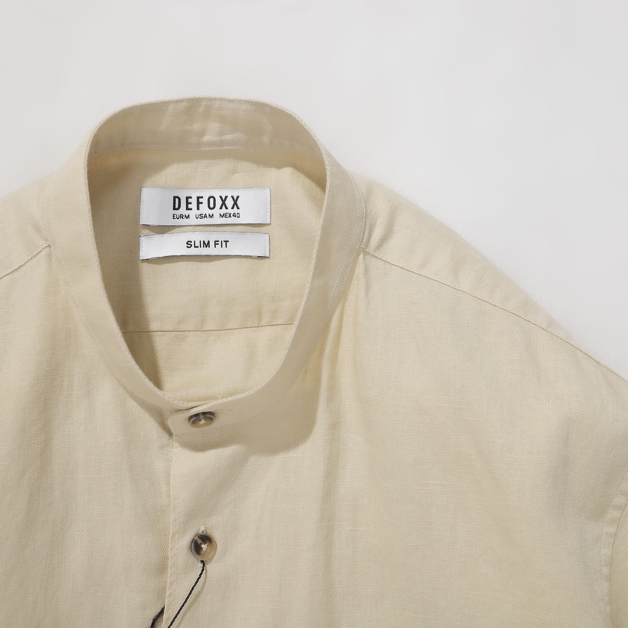 ÁO SM CỔ TRỤ DEFOXX LINEN COTTON