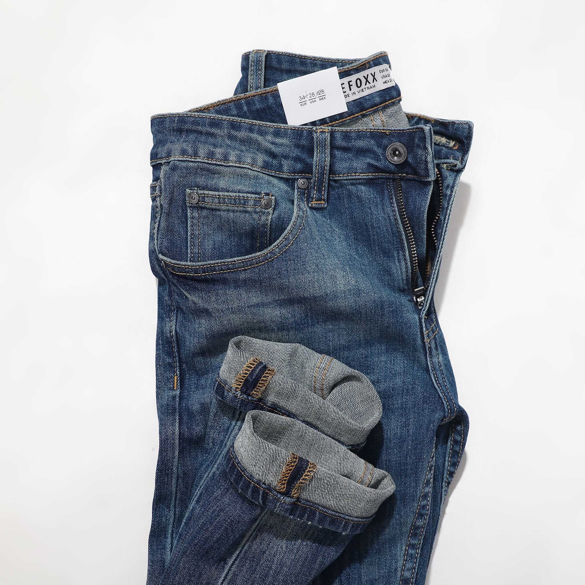 QUẦN JEANS DEFOXX XANH ĐẬM WASH