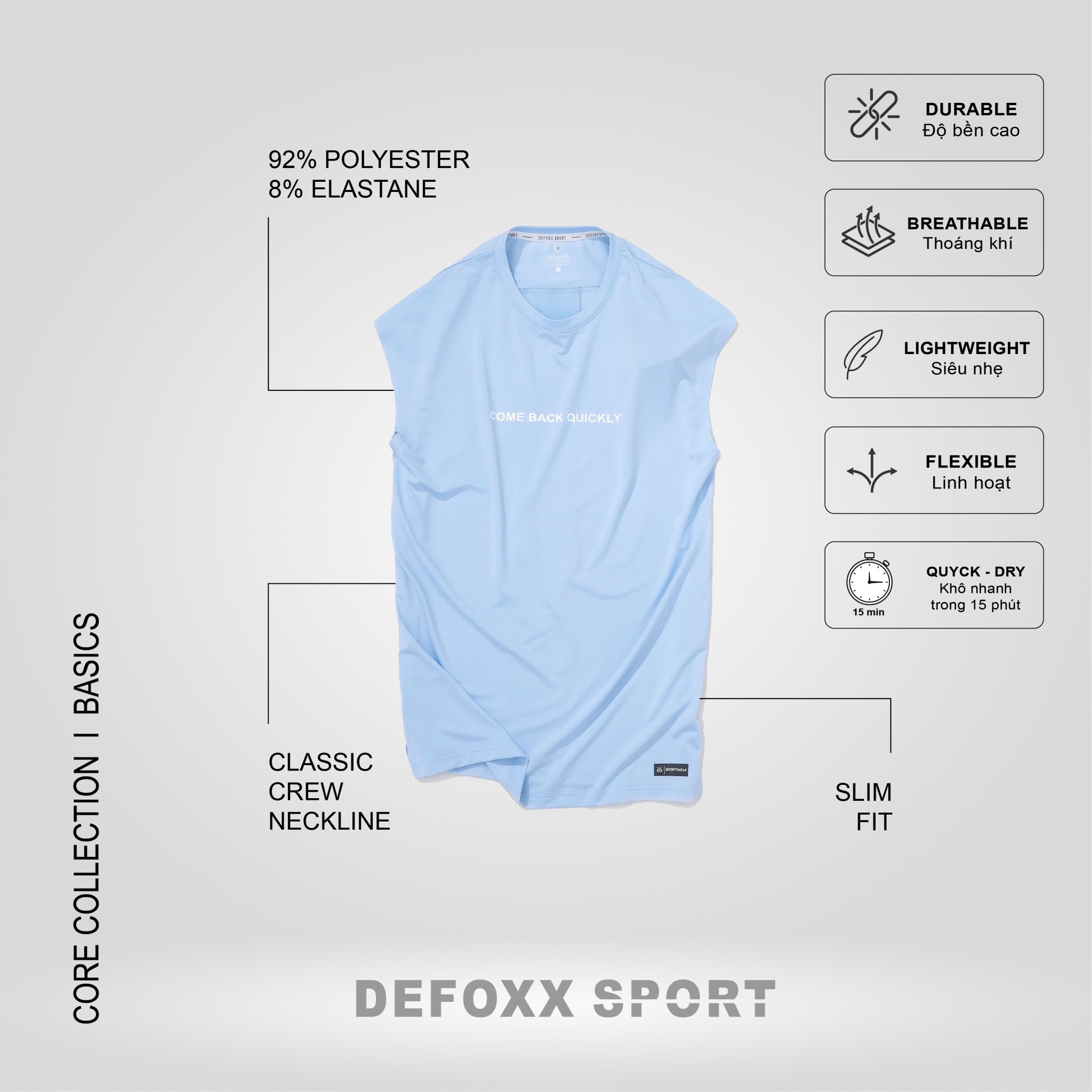 ÁO TANK TOP DEFOXX SPORT PHỐI LƯỚI