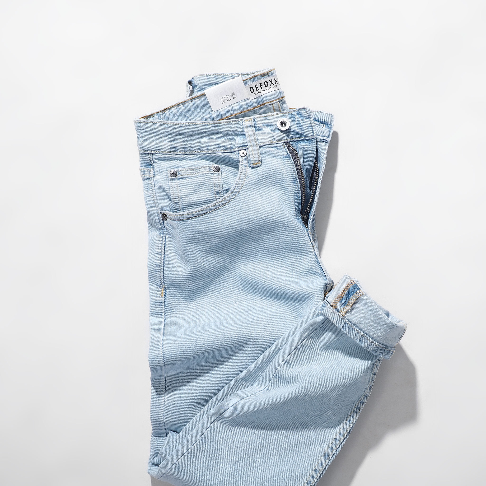 QUẦN JEANS DEFOXX XANH TRẮNG