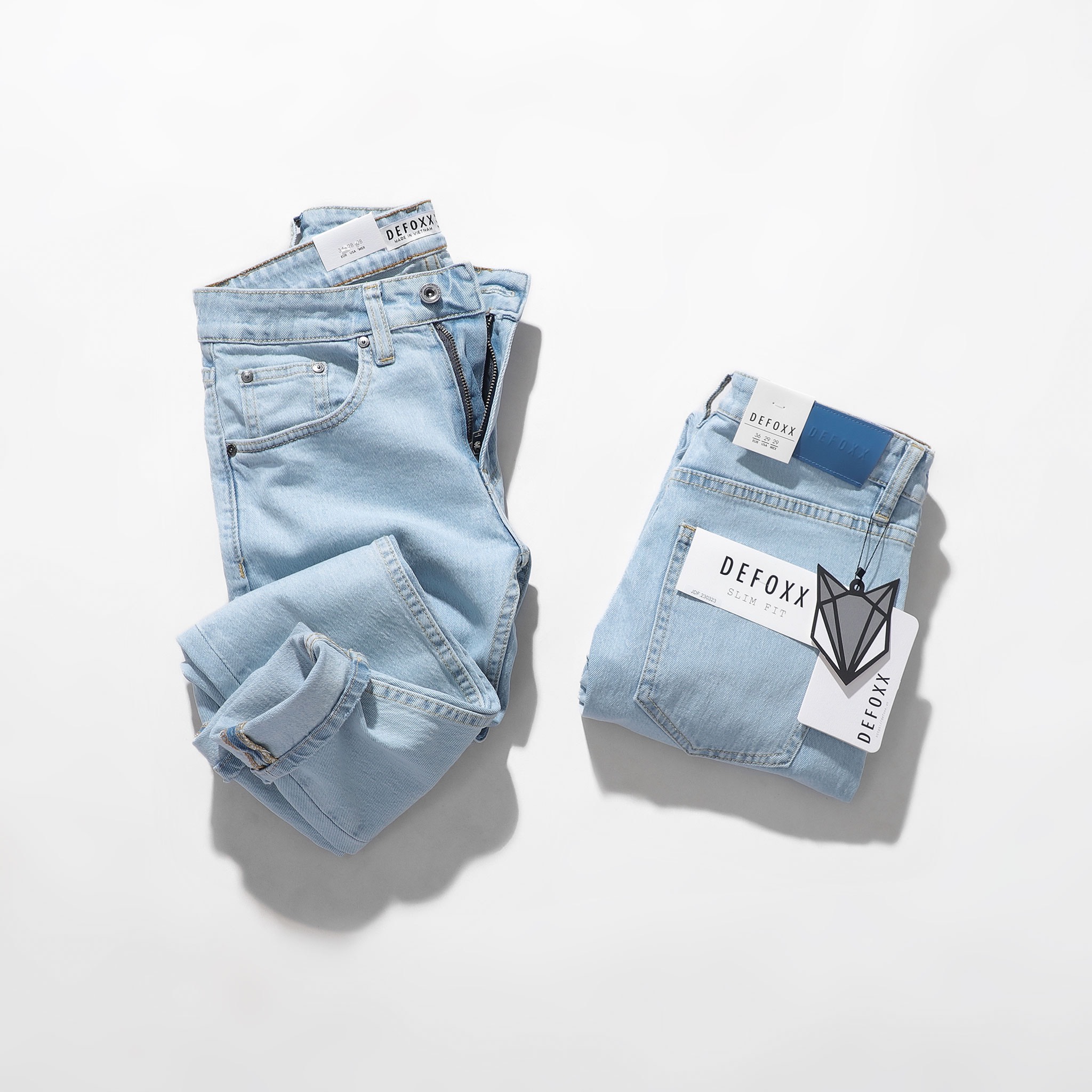 QUẦN JEANS DEFOXX XANH TRẮNG