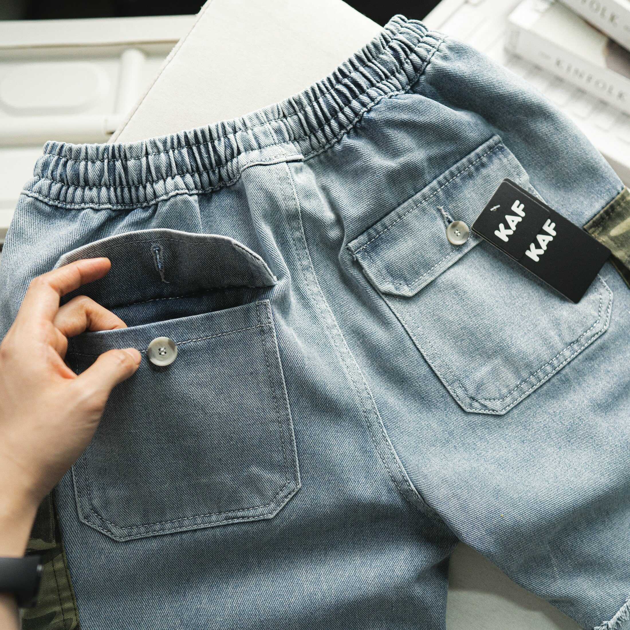 QUẦN ĐÙI DENIM TÚI HỘP CAMO