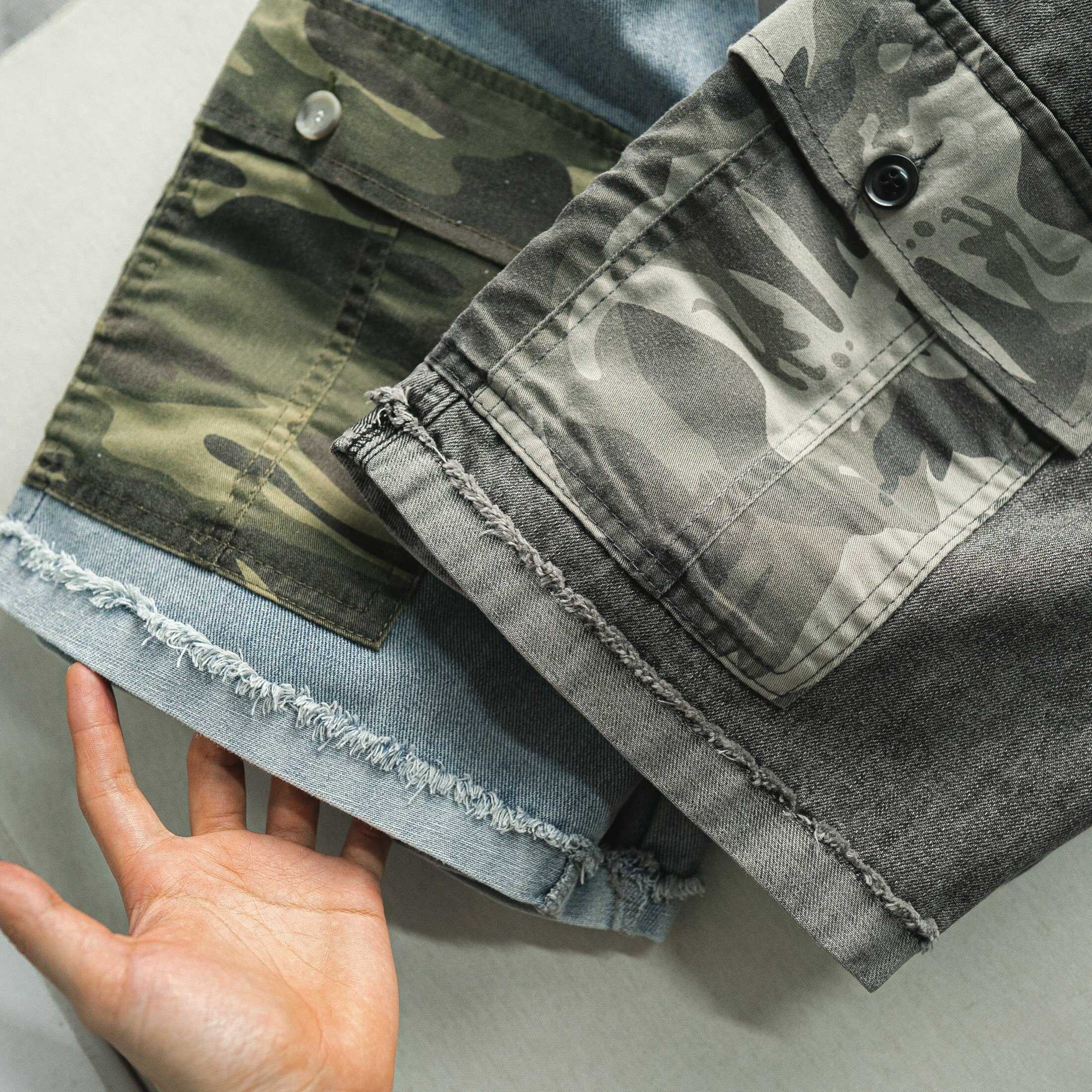 QUẦN ĐÙI DENIM TÚI HỘP CAMO