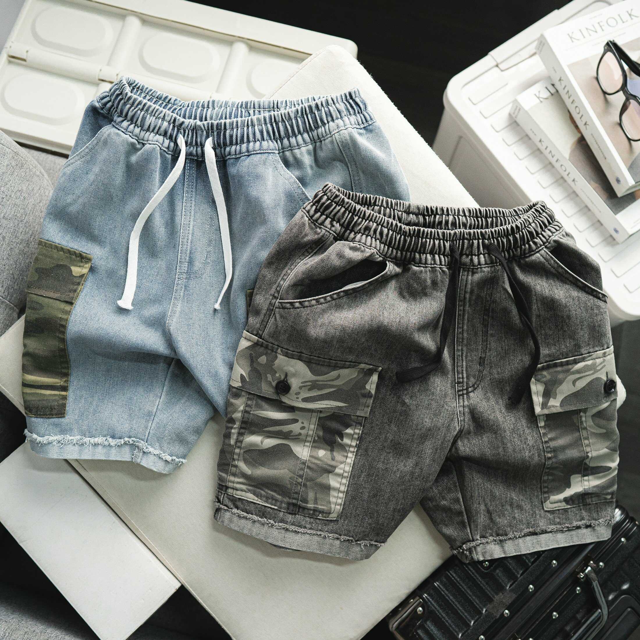 QUẦN ĐÙI DENIM TÚI HỘP CAMO