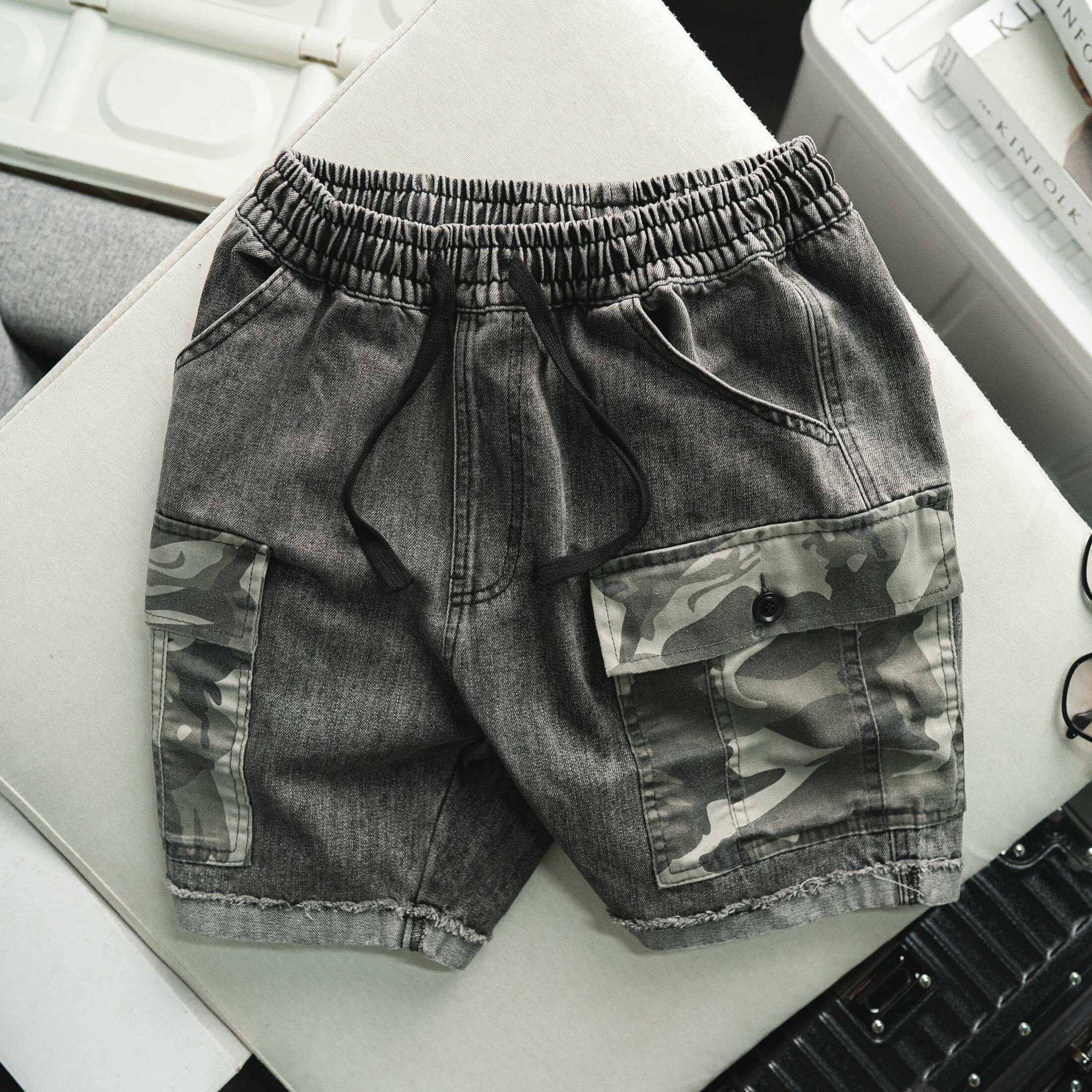 QUẦN ĐÙI DENIM TÚI HỘP CAMO