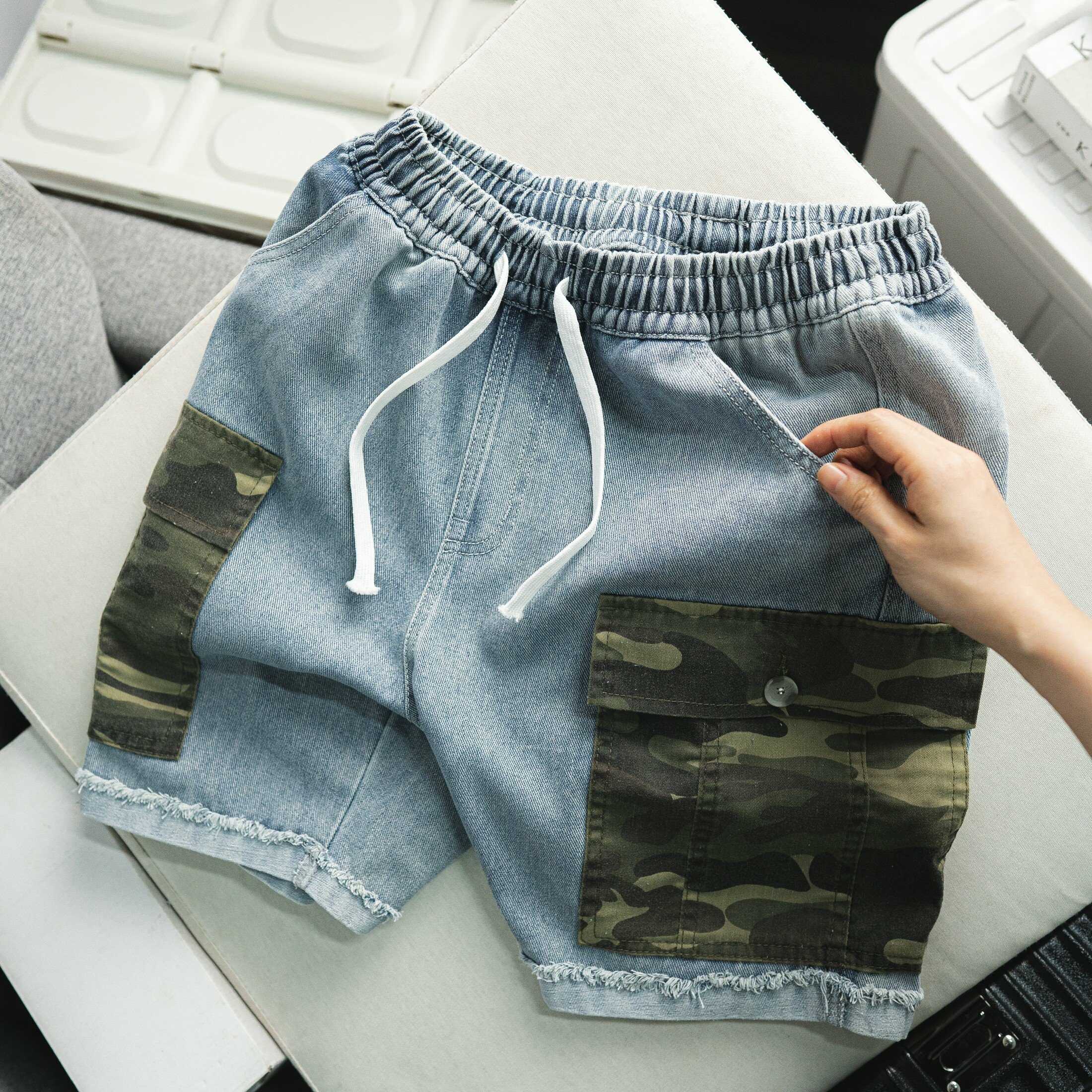 QUẦN ĐÙI DENIM TÚI HỘP CAMO