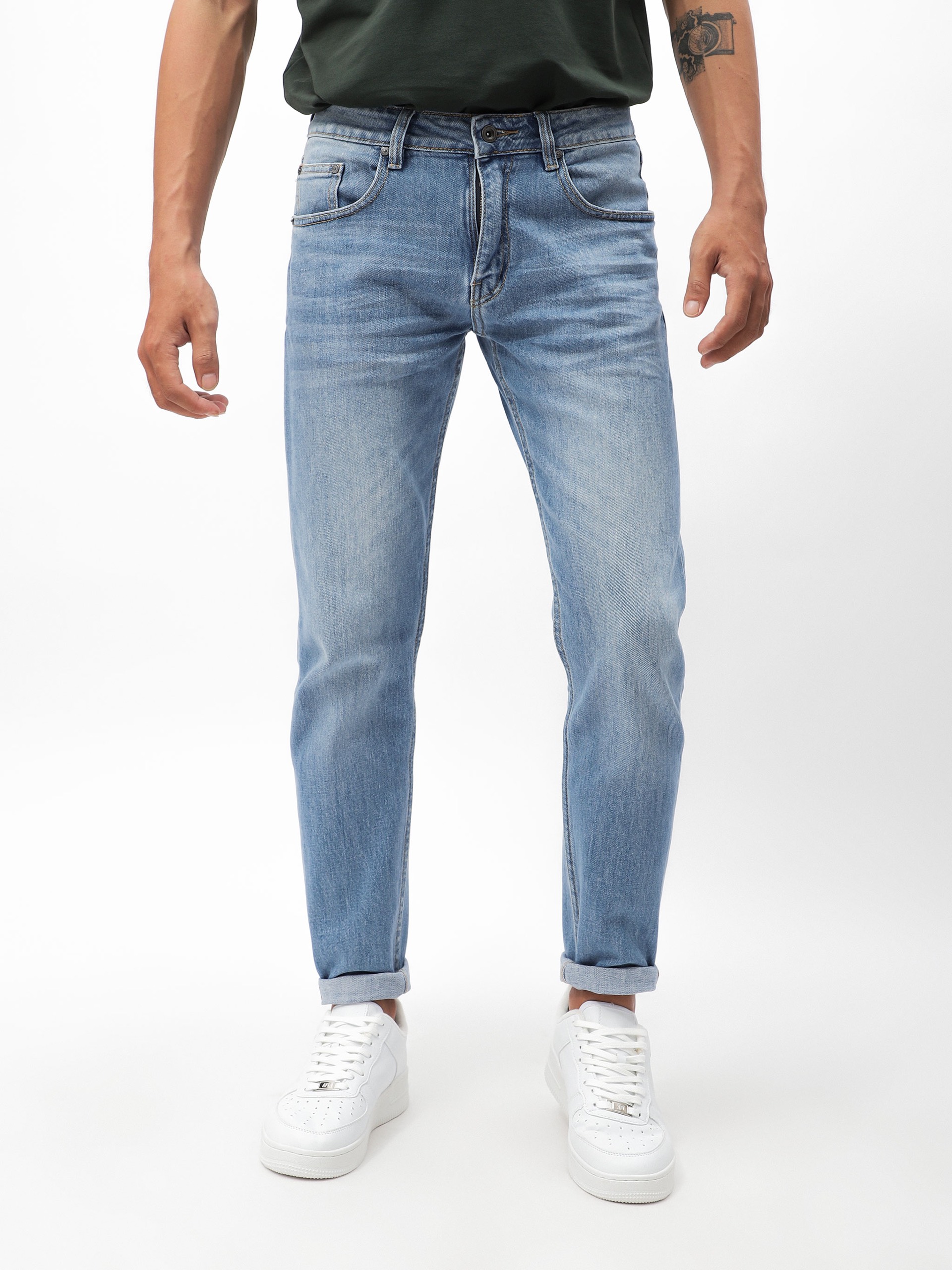 QUẦN JEANS DEFOXX XANH WASH ÉP 3D
