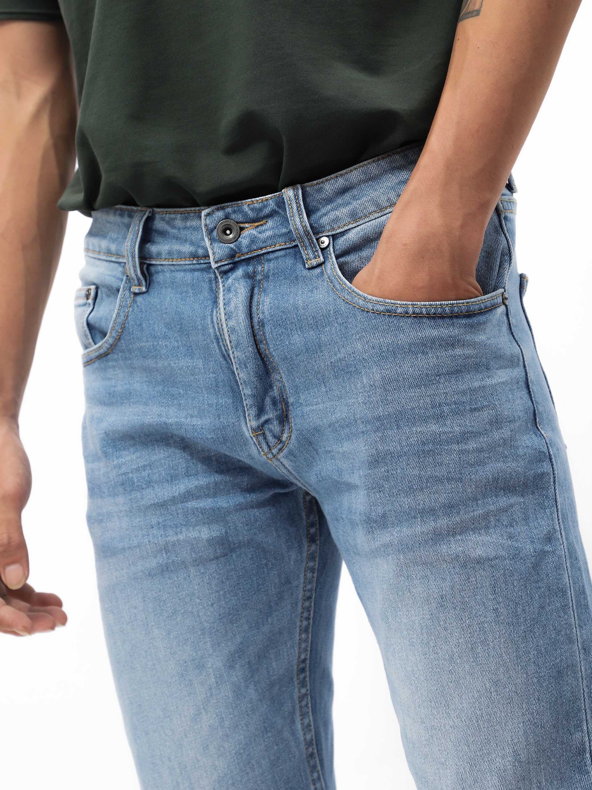 QUẦN JEANS DEFOXX XANH WASH ÉP 3D