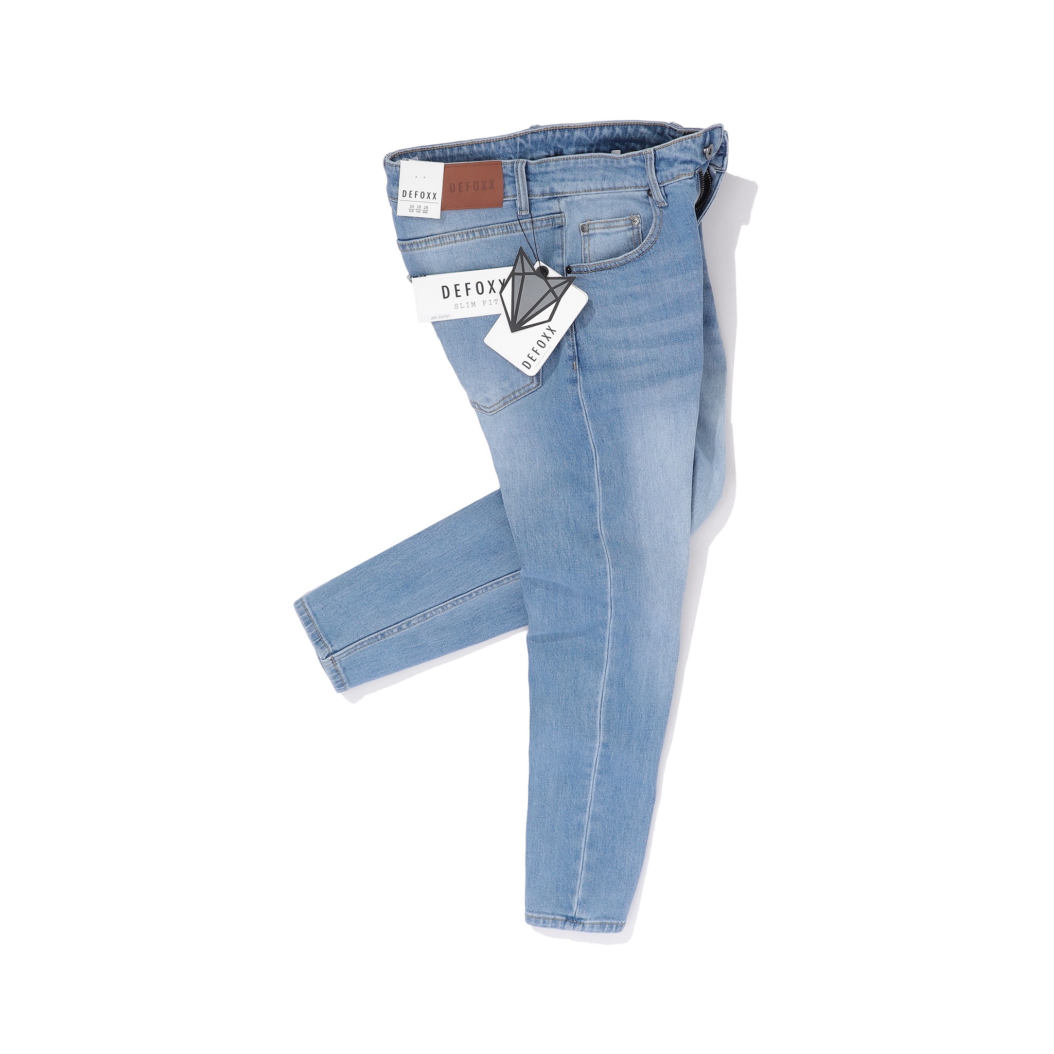 QUẦN JEANS DEFOXX XANH WASH ÉP 3D